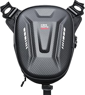 KEMIMOTO Motorcycle Magnetic Tank Bag, EVA Hard Shell Thigh and Drop Leg Bag, Motorcycle Waist Pack for Men and Women, Ideal for Cycling, Hiking and Running, 12L, Black