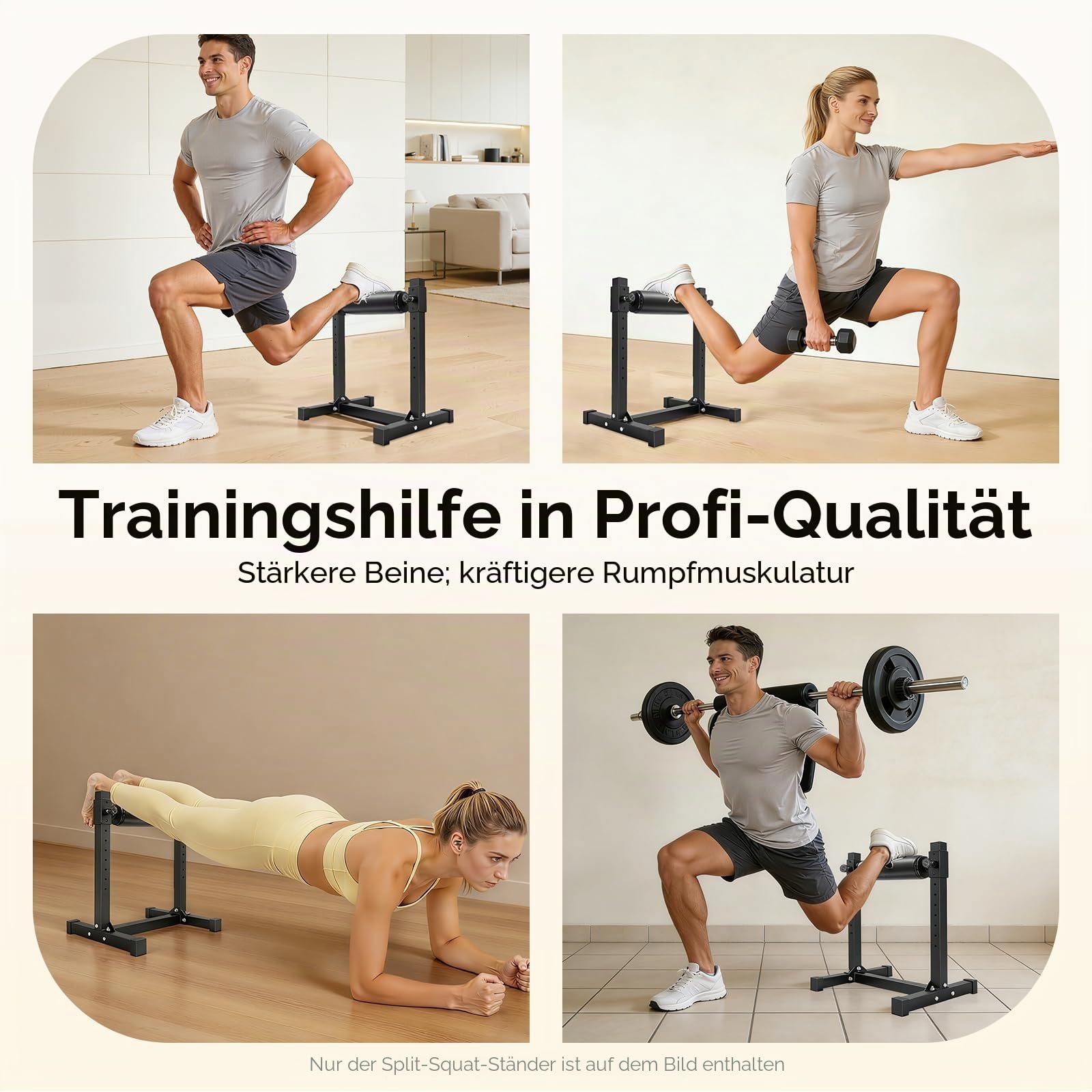 Split Squat Stand Bulgarian Single Leg Squat Roller – Verstellbarer Kniebeugenständer mit 9 Höhen, bis 200kg belastbar, Fitness Trainingsgerät für Beintraining, Ausfallschritte & Home Gym
