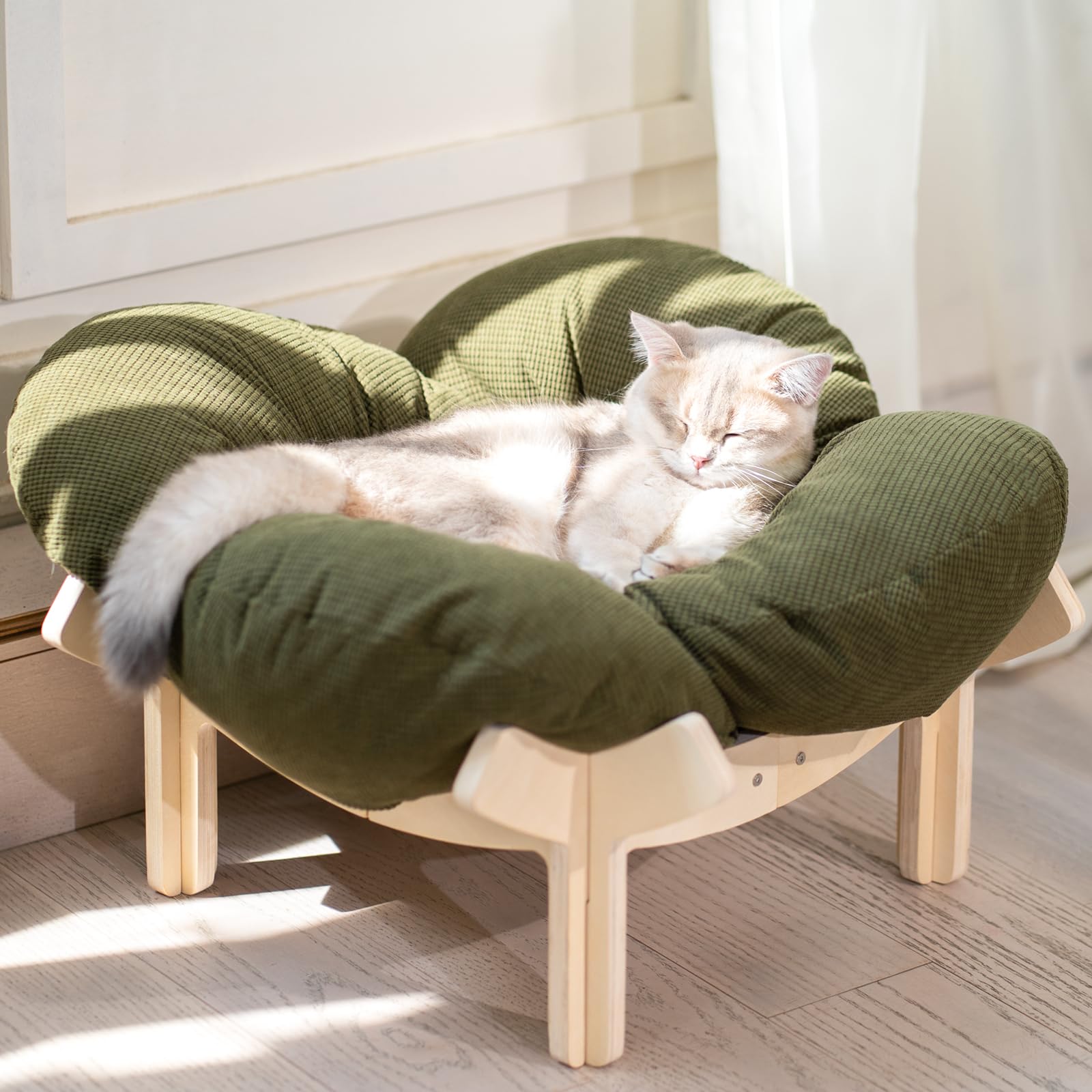 CheerPals Erhöhtes Katzenbett Blumenform, 55cm L&W Großes Katzensofa