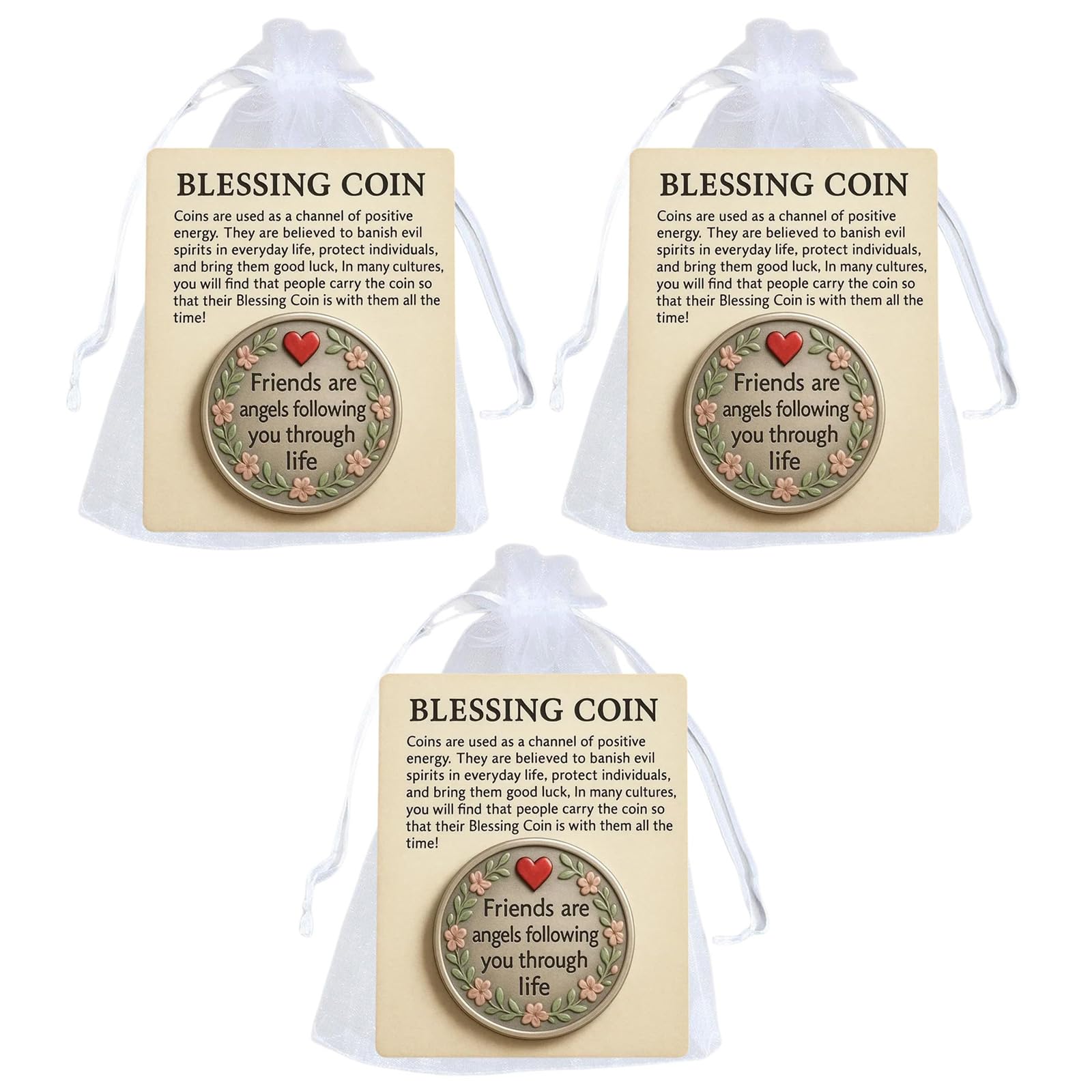 LSTTBO Inspirational Friendship Coin with Uplifting Message, Compact & Card, Best Friend Metal Friendship Tokens