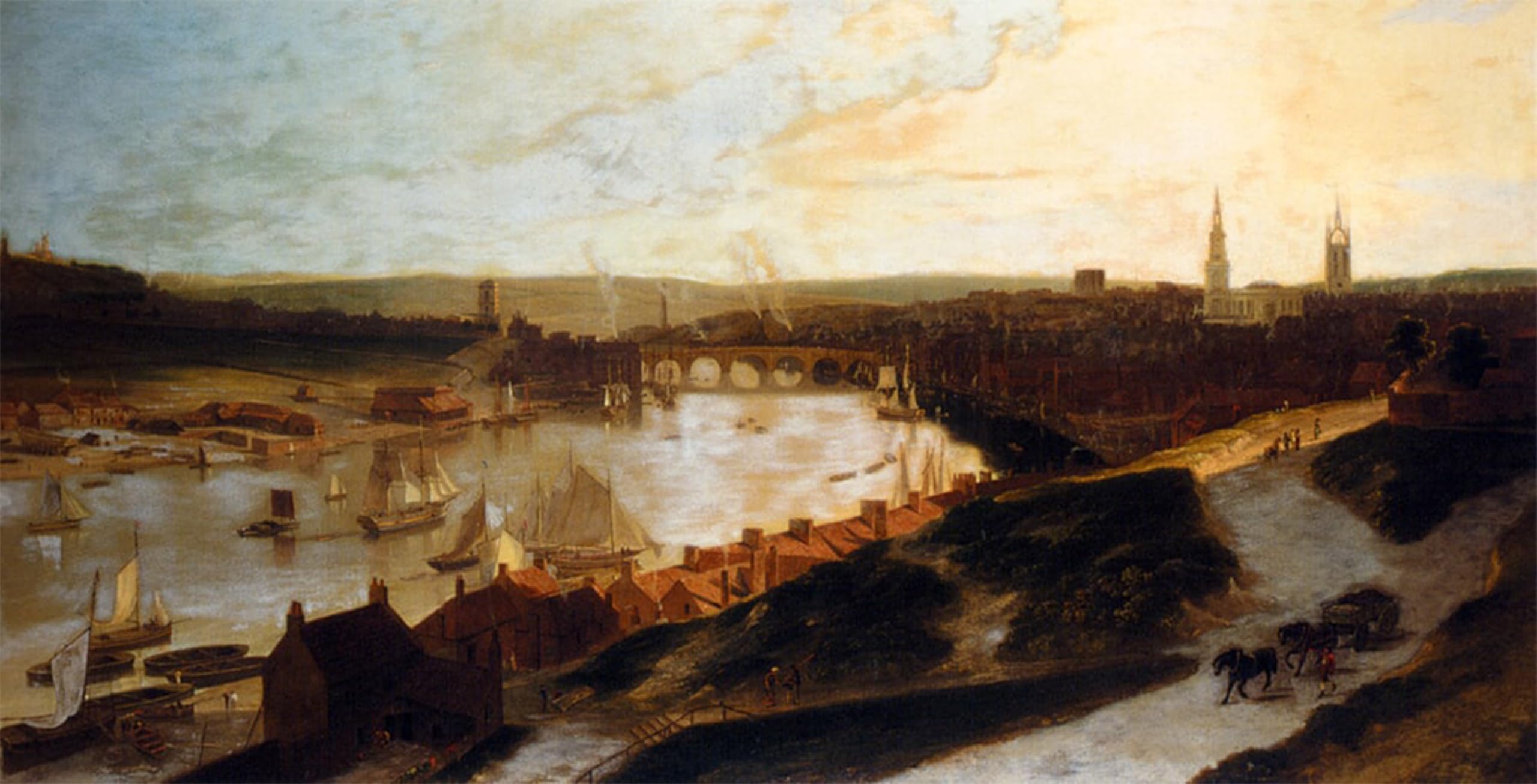 POSTERIIk Famous Modern Artwork Art Mural the River Tyne From St Ann's by William Daniell R. A. Oil Paintings Pictures for Home Decor 60x90cm