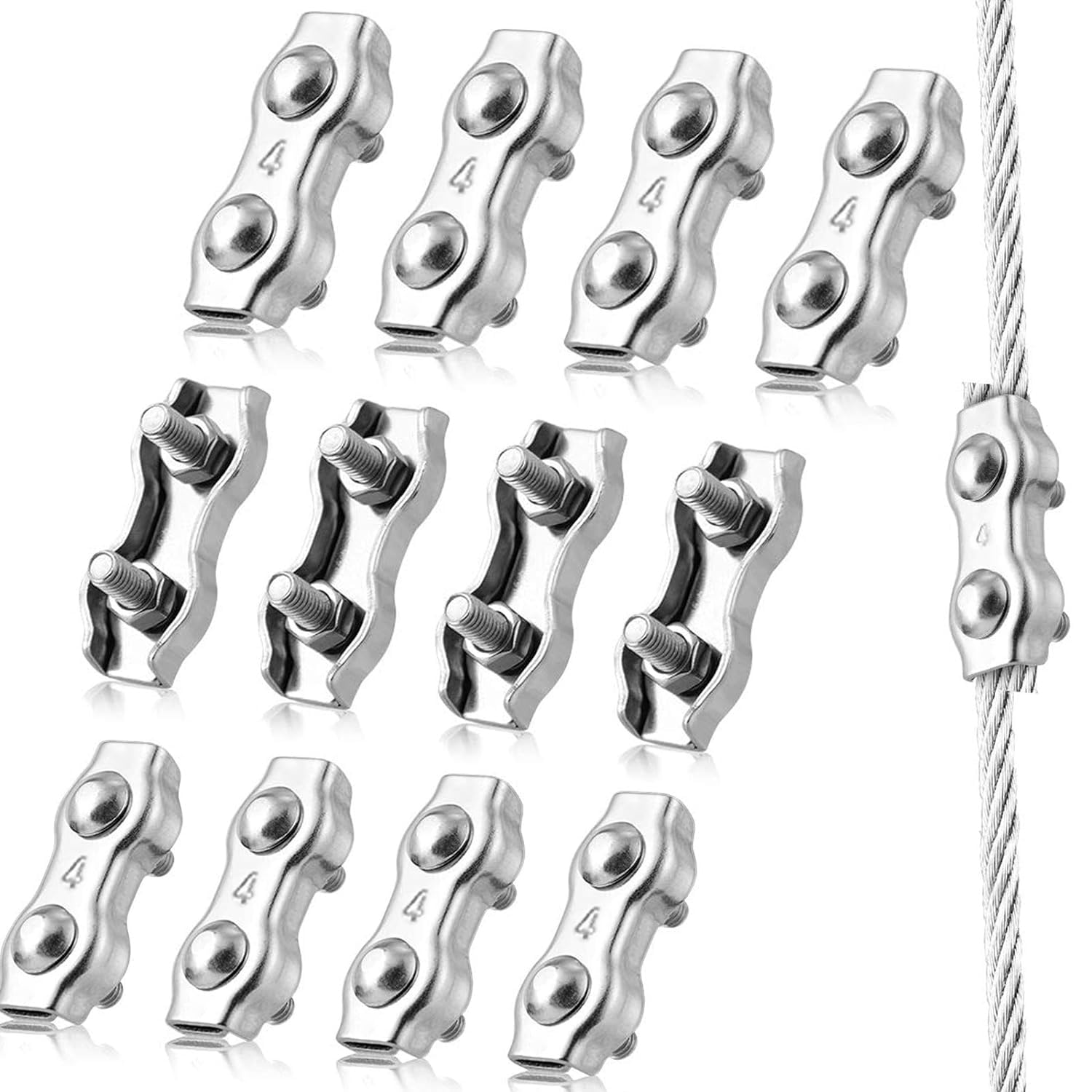 12x Drahtseilklemme Aus Edelstahl 304 – Duplexklemme Für 4 Mm Seil – Für Markisen, Wäscheleinen & Zelt