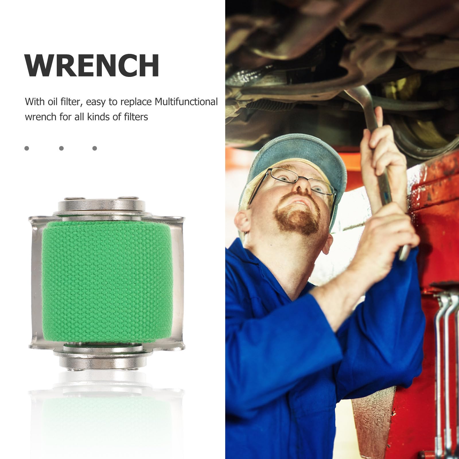 PLAFOPE Ölfilterschlüssel Kompakte Größe aus Edelstahl 2 Stück Werkzeug für Ölfilterwechsel in Motorrädern mit Grünem Segeltuch Ergonomisches Design und Werkzeugbox