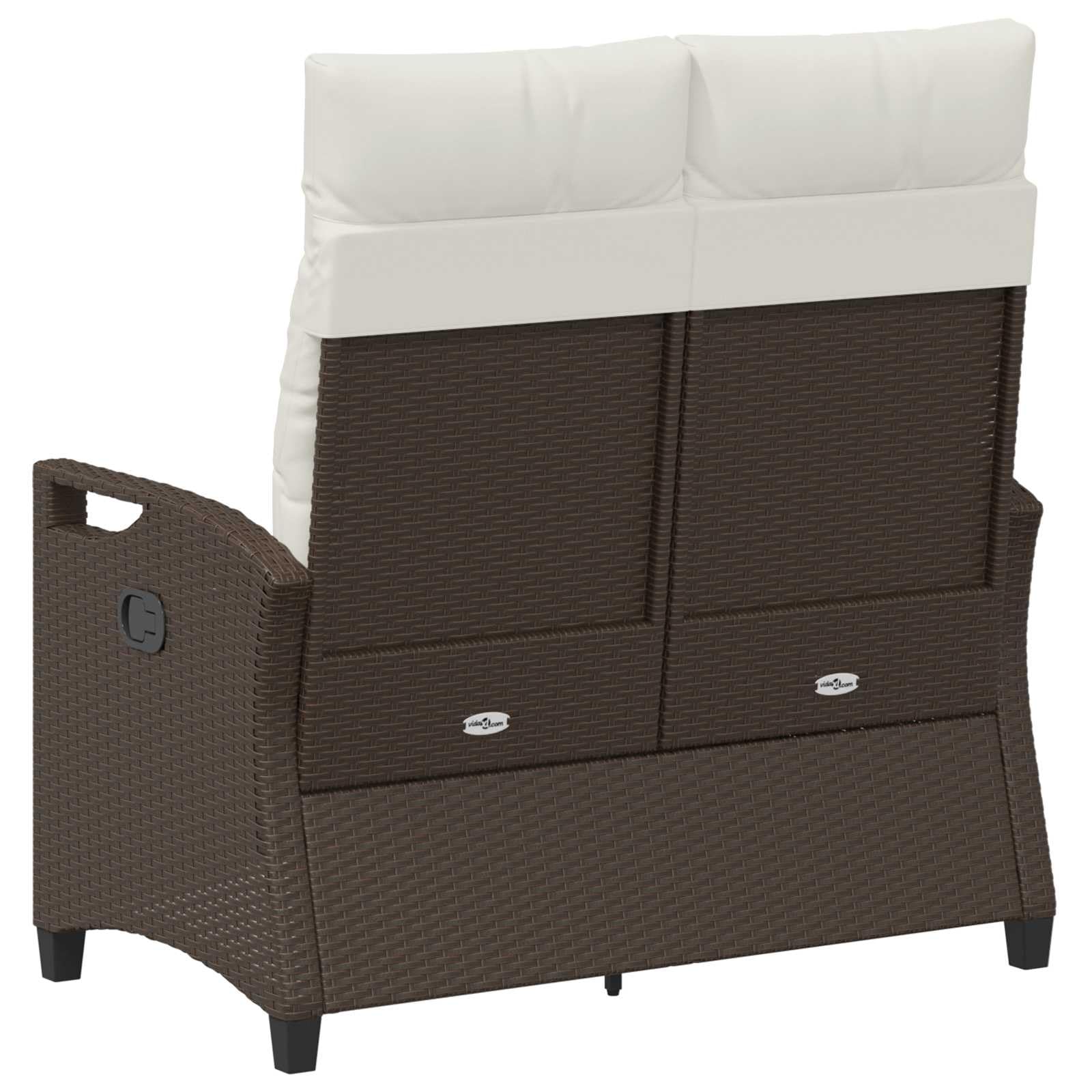 Banco de jardín reclinable de 105 x 60 x 112 cm, respaldo ajustable, acero y poliéster, color marrón crema, para jardín y terraza
