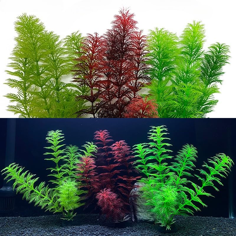 Plantas artificiales de acuario de 8.6 pulgadas, decoraciones de peceras de plástico, plantas acuáticas verdes realistas, accesorios para acuarios, terrarios (X1213-verde) — view 5