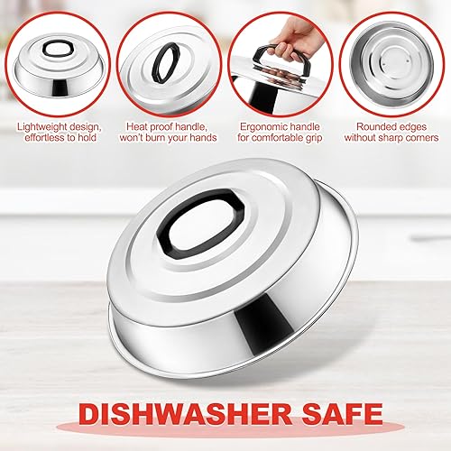 Miniatura 3 de Cubierta redonda de hilvanado, 2 piezas, 12.2 pulgadas, accesorios de parrilla de vapor de metal para Blackstone, cúpula de fusión de quesos para