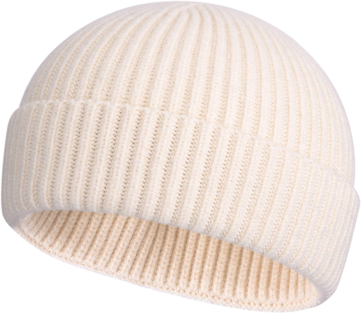 Swag Wool Knit Cuff Short Fisherman Beanie for Men Women, Winter Warm Hats