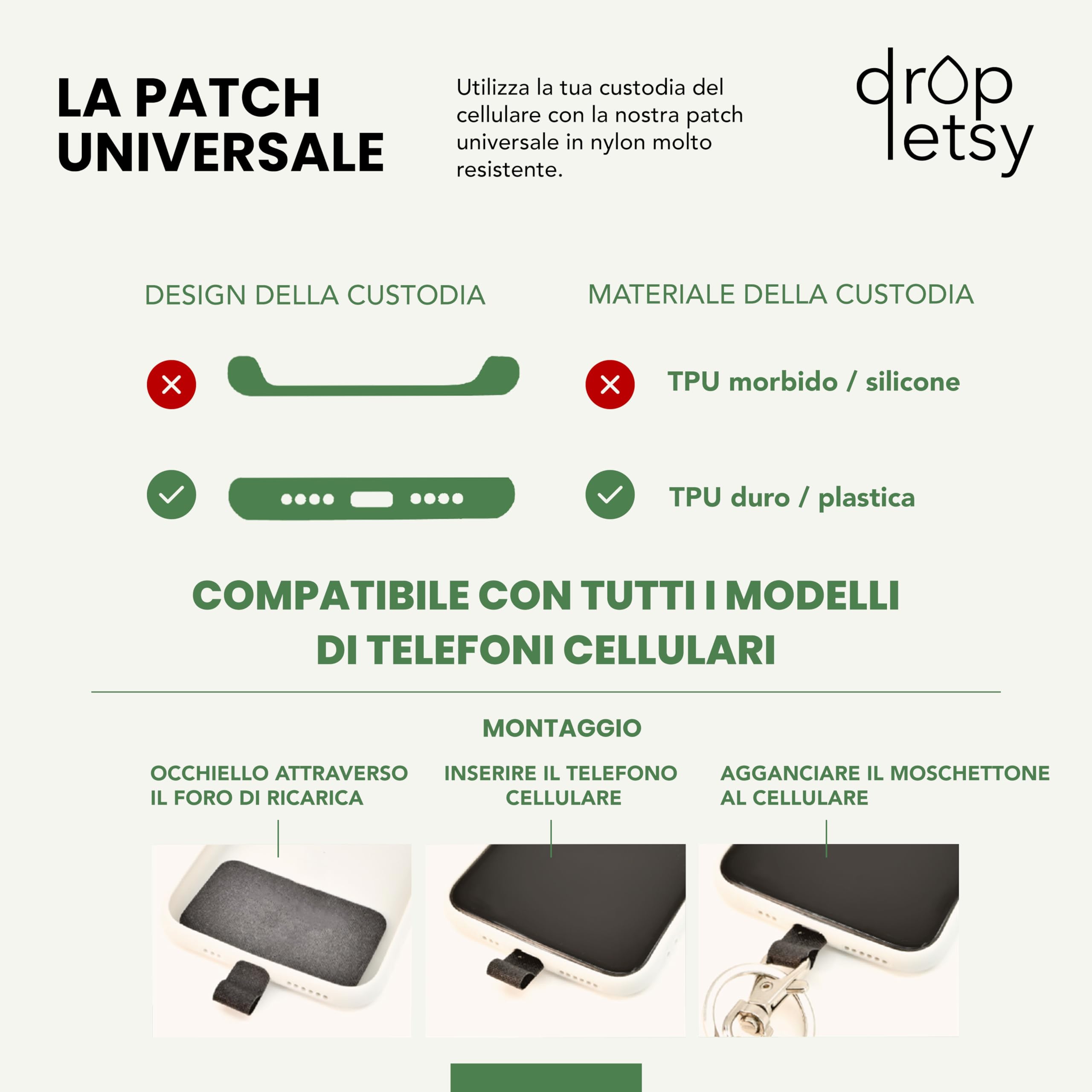 catena per cellulare con perline universali in legno, cordino, catena, collana da appendere, compatibile con smartphone: iPhone 15,14,13,12, Samsung Galaxy