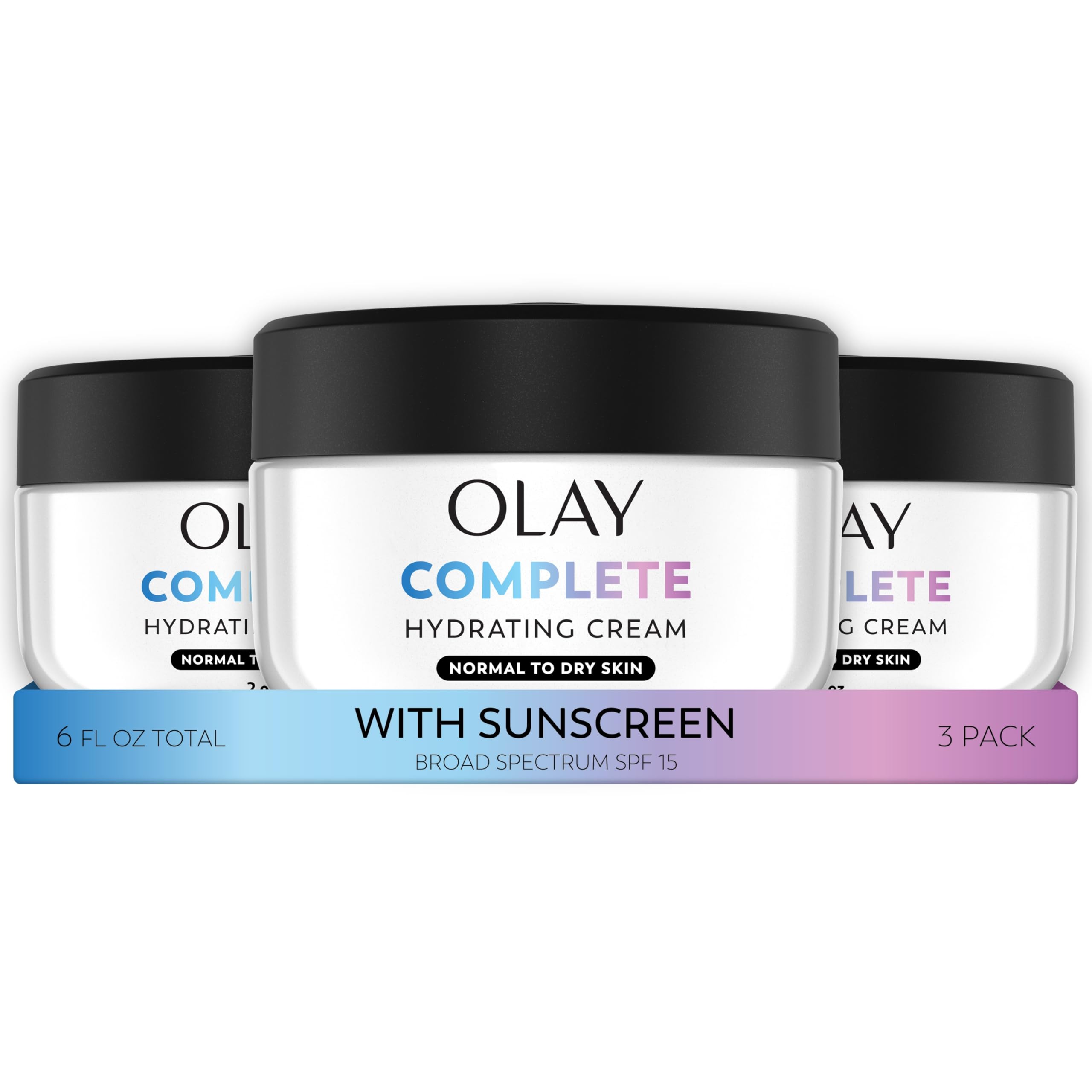 Olay Face Moisturizer Complete All Day UV Moisture Cream with Sunscreen SPF 15, Normal Skin, 2 Fl Oz (Pack of 3)