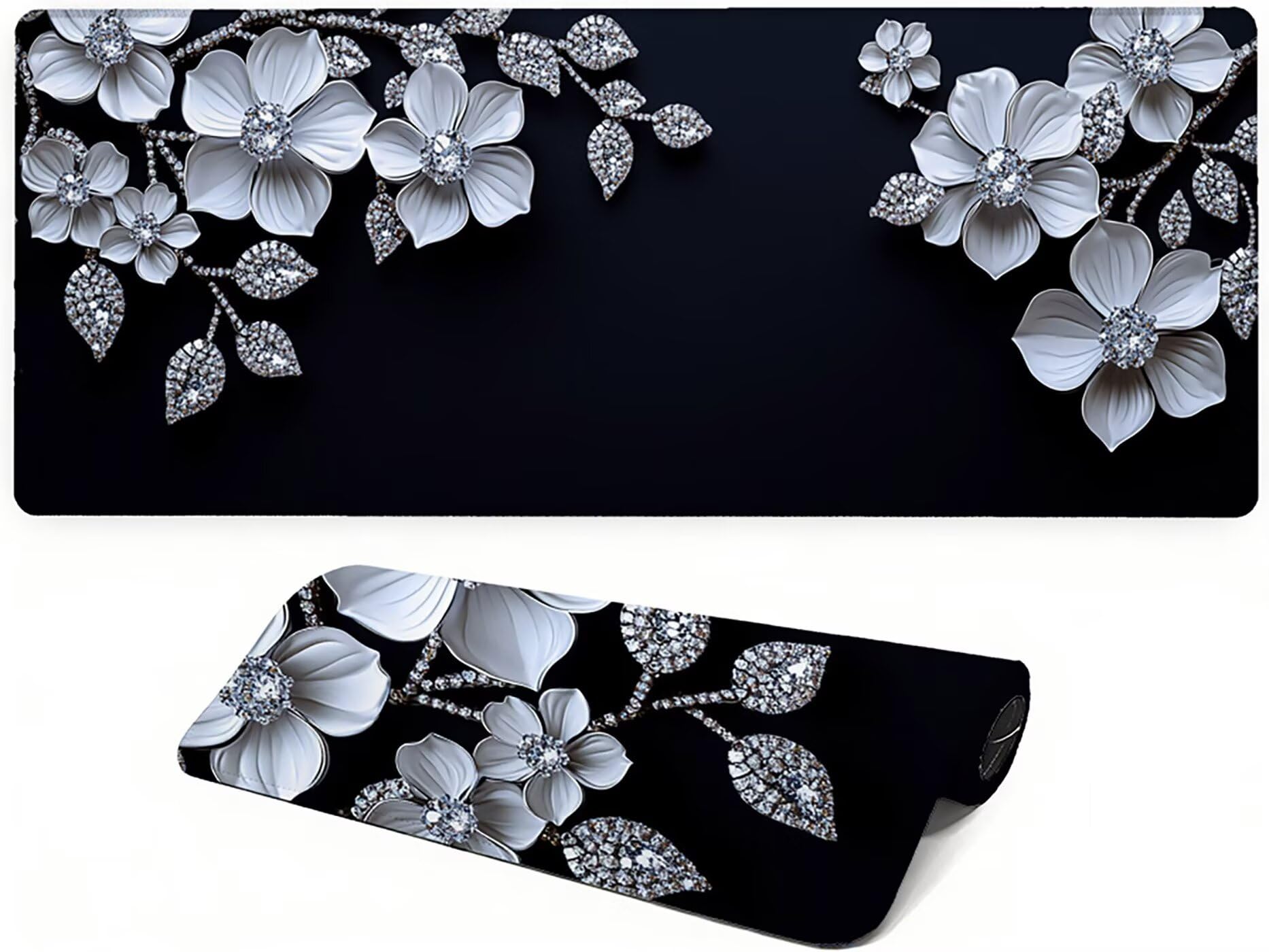 Lpfieonn Blume Großes Schreibtischunterlage, XXL Schreibtischunterlagen, Anlage XXL Wasserdicht Gaming Mousepad mit Vernähter Rand und Rutschfeste Gummibasis, für Laptop/Hause/Büro 120x60cm PF-1593