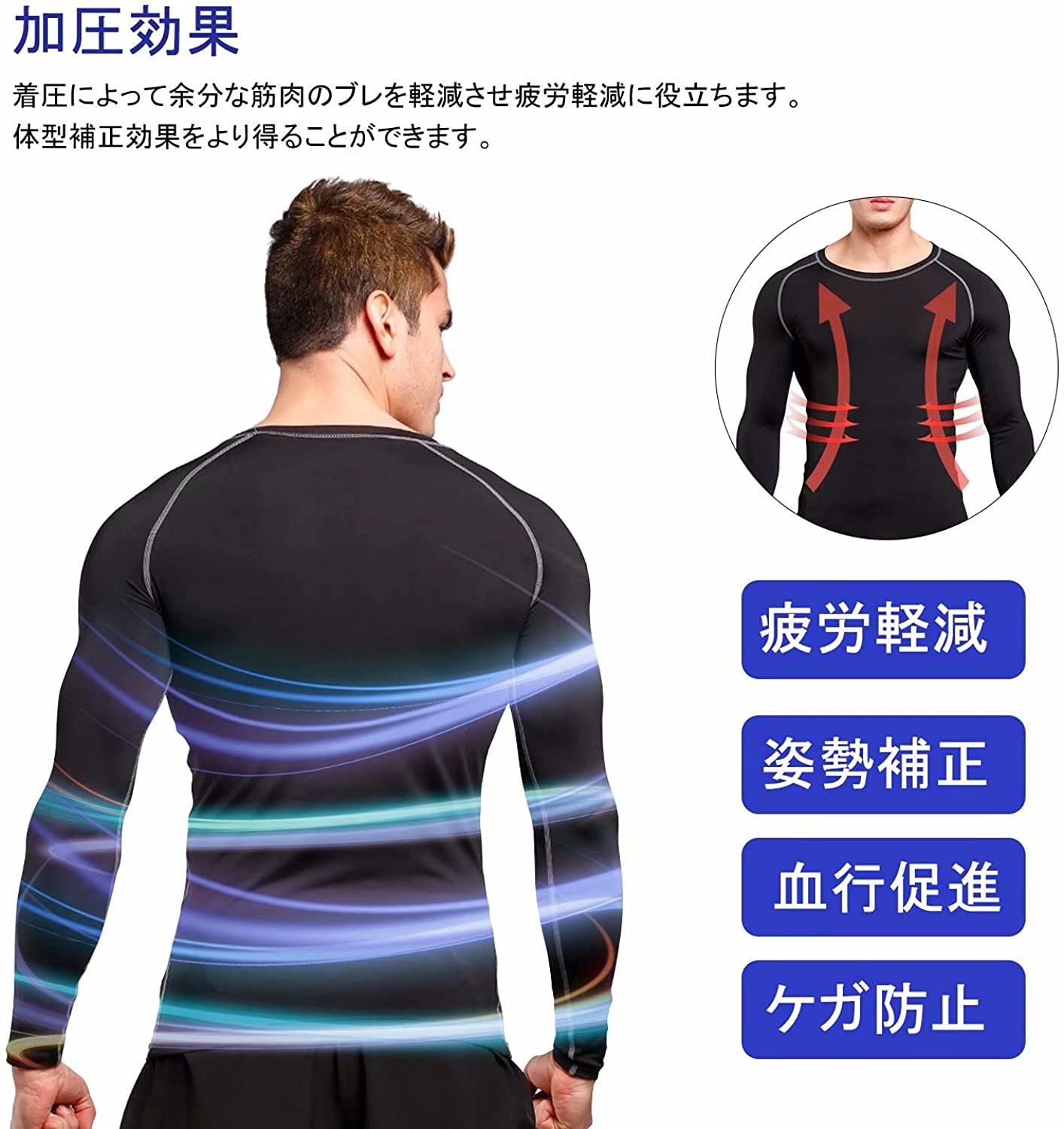 [Nesseo] スポーツインナー メンズ 長袖 コンプレッションウェア 冷感インナー 加圧シャツ アンダーシャツ コンプレッショントップス パワーストレッチ スポーツ 吸汗速乾+UVカット - 4