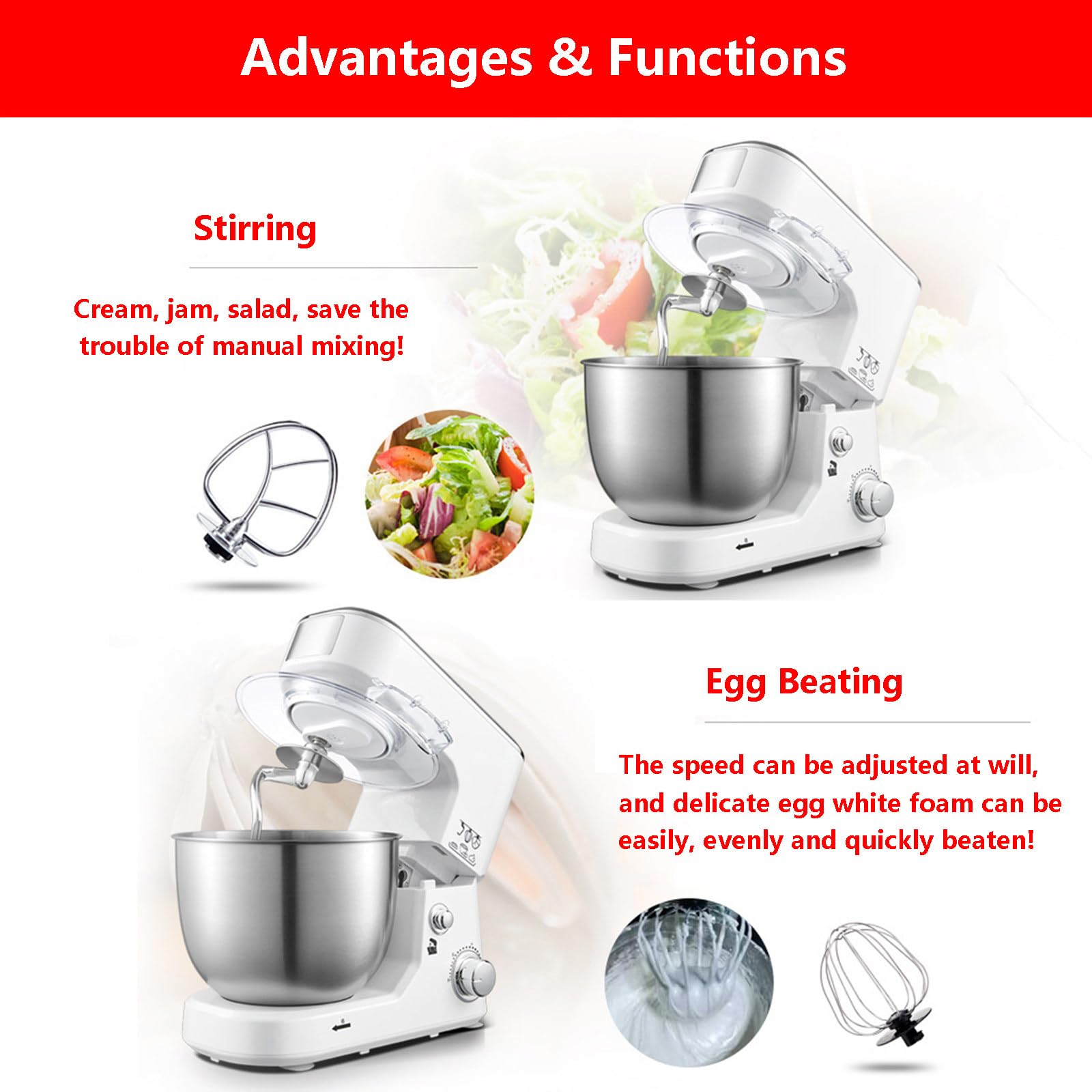 Impastatrice Elettrica da 600W / Impastatrice per Farina con Regolazione A 3 velocità/Robot da Cucina, capacità 5 L, Impastatrice per Farina Professionale per Uso Commerciale,Black