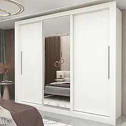 Guarda-roupa Casal 3 Portas 1 Porta Espelhada Milão Yescasa Branco