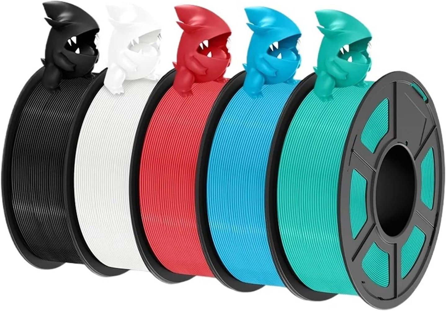 Compatible for 3D Printer Filament 1.75mm, PLA PETG Silk Wood Marble, 5-Pack Variety Bundle, 1.1KG & 0.5KG Spools(PLA Plus WT 5Roll)