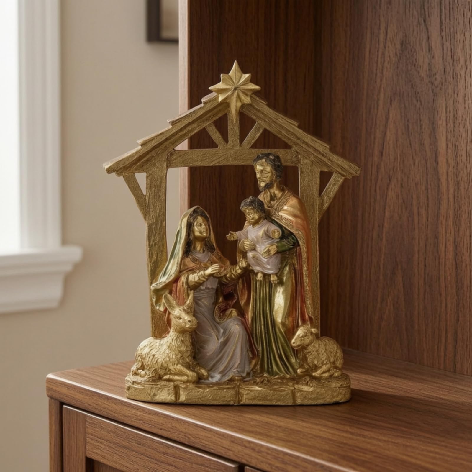Nacimiento con Pesebre Pintado a Mano