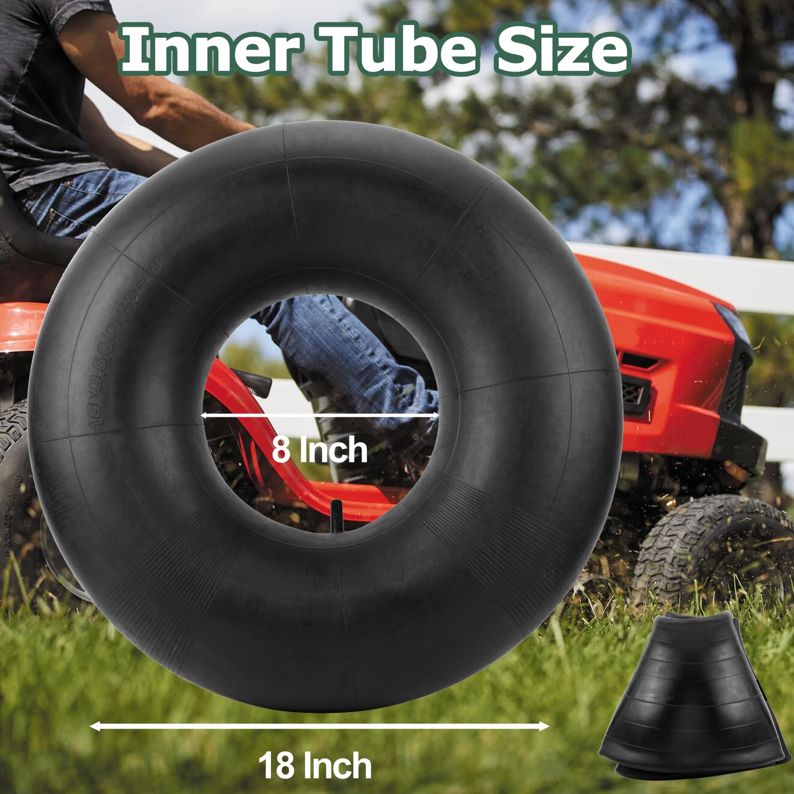 NONMON 18x8.50-8/18x9.50-8 Schlauch Reifen, 2 Stück Innenschläuche Luftschlauch Kleinreifen mit gerades Ventil Ersatz Rohr für Rasenmäher Rasentraktor Aufsitzmäher Go-Kart ATV Golfwagen