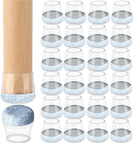 24 protectores de suelo para patas de silla, protectores de patas de silla de mesa para suelos de madera dura, tapa para patas de silla con