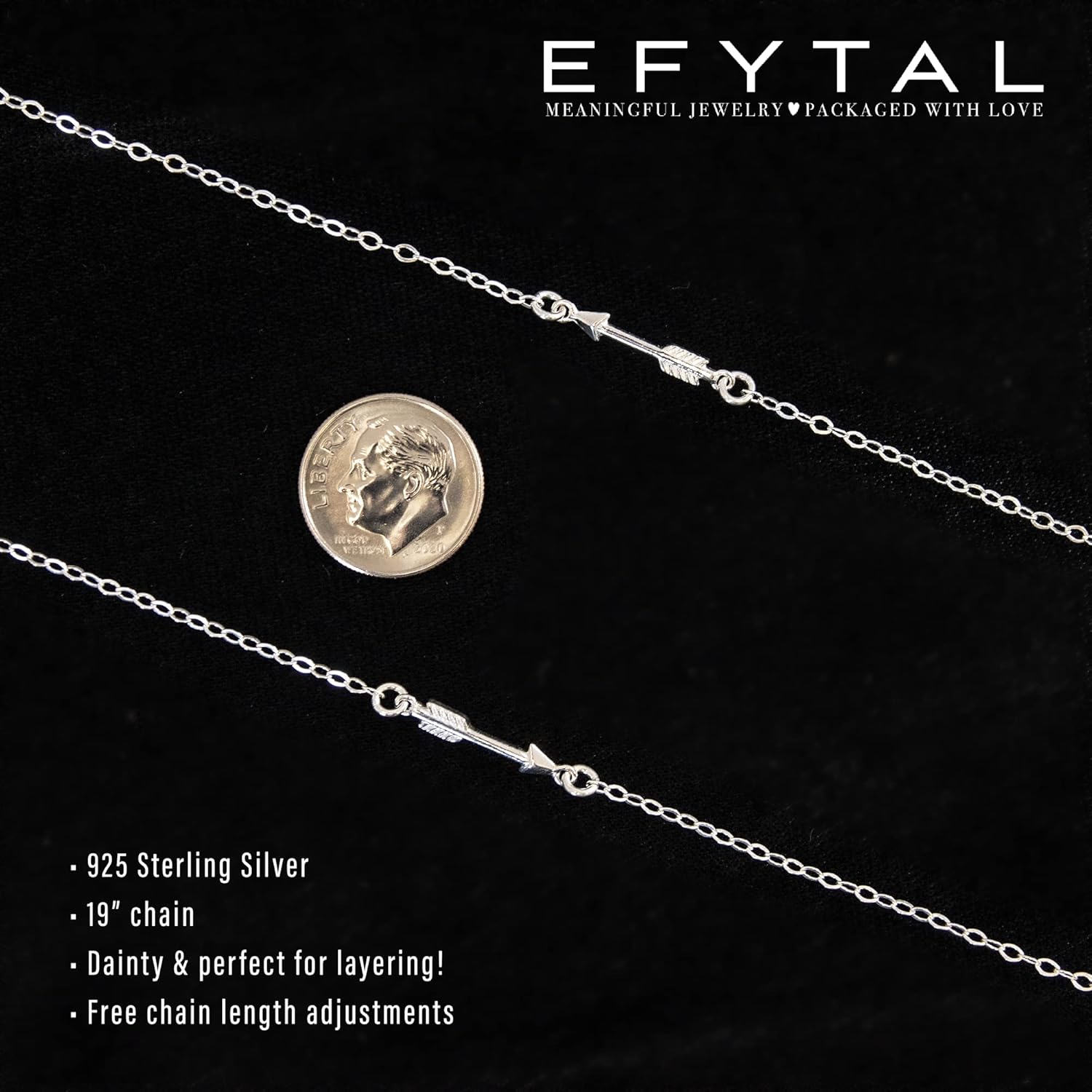 EFYTAL Matching Friendship Necklaces, 925 Sterling Silver Arrow Friendship Necklace Set of 2, Best Friend Necklace Gifts for Women, Best Friend Birthday Gifts