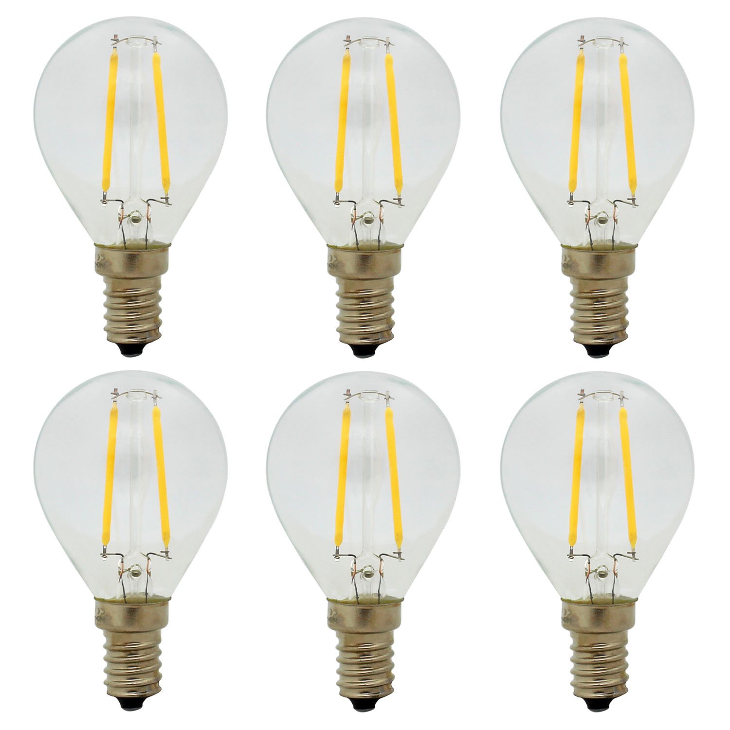6 Pack, E14 2W G45 Golf Ball Bulbs Vintage Small Edison Screw LED Filament Bulb, Not Dimmable, Warm White 2700K, 150LM, 15W Incandescent Replacement