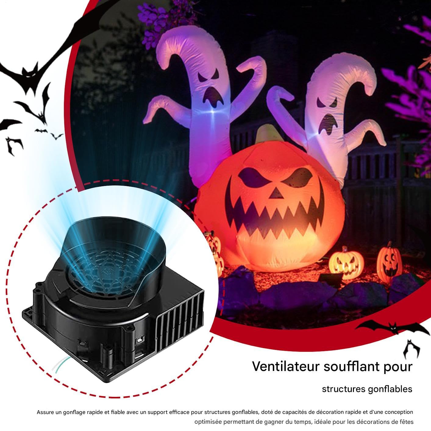 Générique Ventilatore di ricambio per articoli gonfiabili,Sostituzione soffiatore con 3 luci a LED | Forniture per feste di Natale Carnevale Halloween Decorazioni Da Giardino Spiaggia E Campeggio