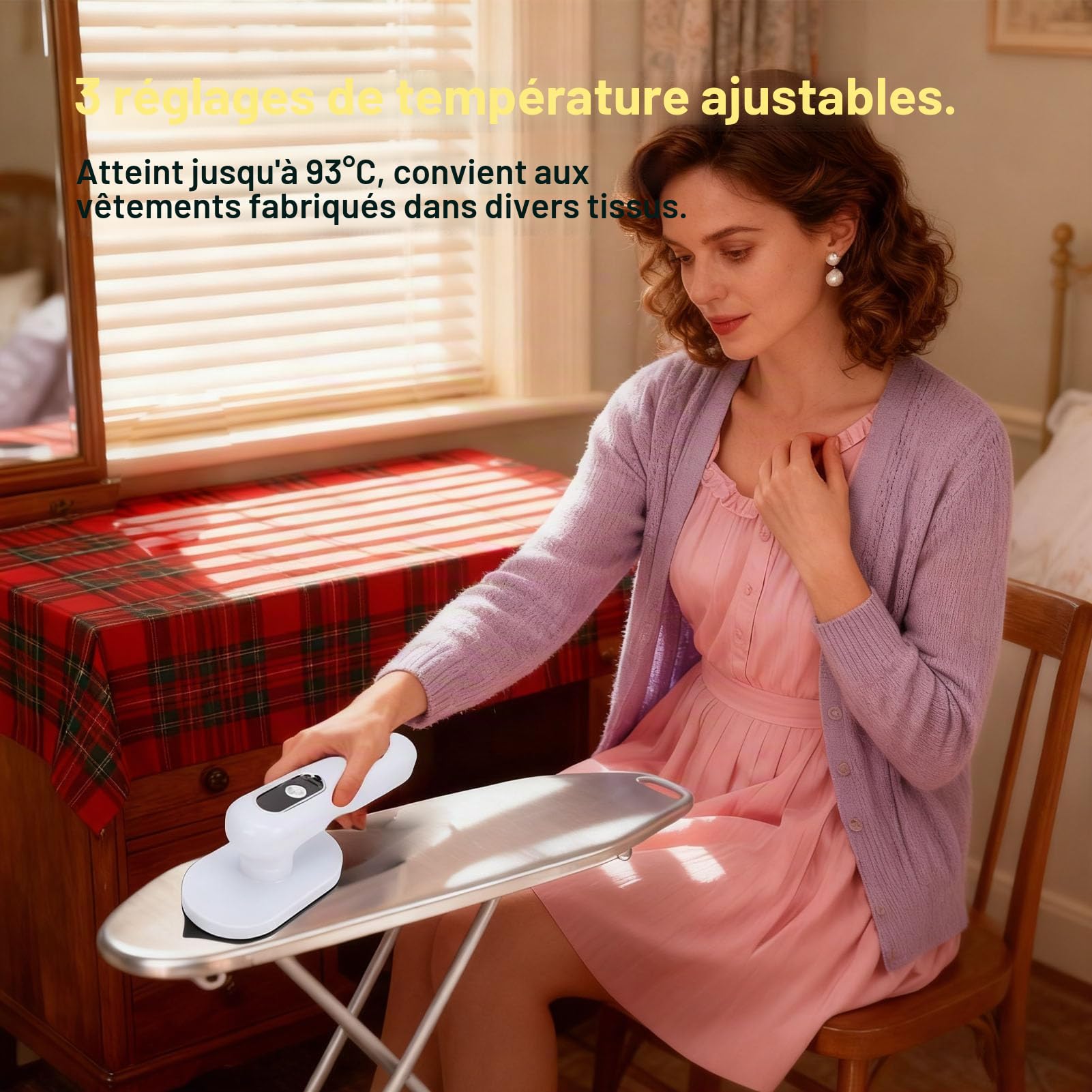Cosiki Mini Fer à Repasser sans Fil pour Vêtements, Machine à Repasser Portable Rechargeable par USB, Fer électrique de Voyage Portable avec 3 Réglages de Température et Support de Repassage à Sec