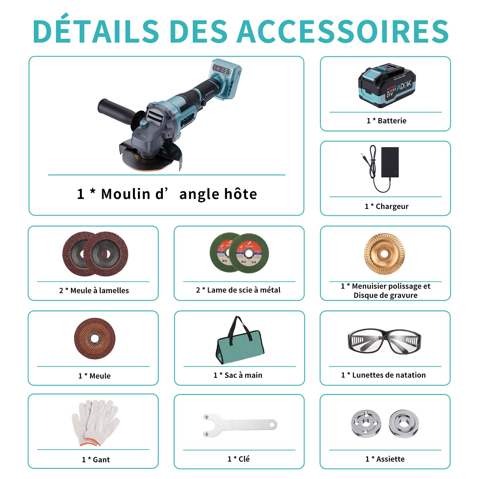 Smerigliatrice angolare senza fili,Professional Smerigliatrice angolare 125mm con 1 batteria 4.0Ah,6 velocità regolabili,Motore Brushless, adatto per la macinazione, la lucidatura e il taglio (a)