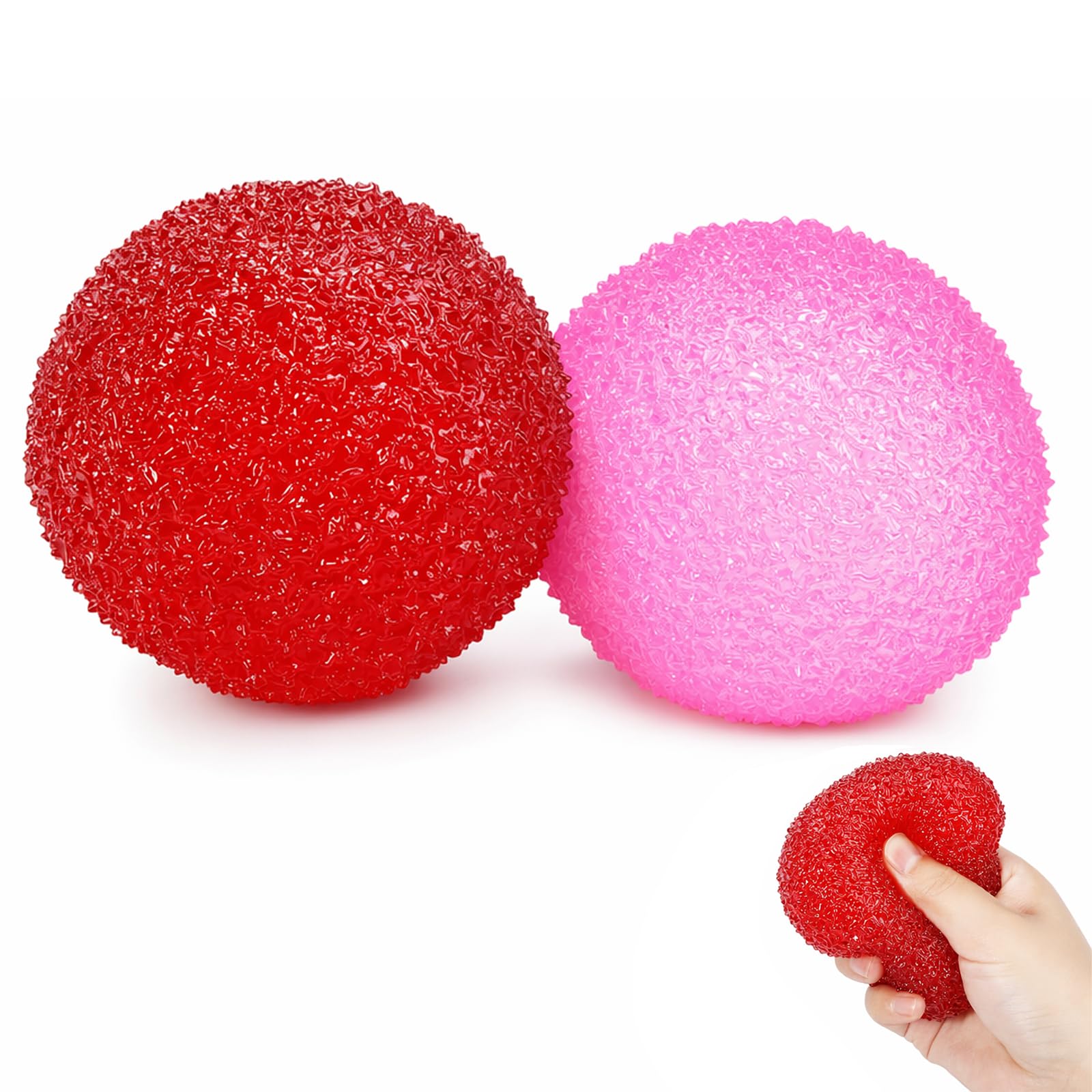 2PCS Water Squishy, Casual Leisure Item for Office and Classroom, Hand Exercise Aid with Textured Ball and Large Plum Design, Two Piece Collection with 6.0 Texture and 7 CM Sizes