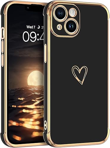 Miniatura 10 de GUAGUA Funda compatible con iPhone 13 de 6.1 pulgadas, delgada, suave TPU con bonito patrón de corazón para mujeres, niñas y hombres, fundas