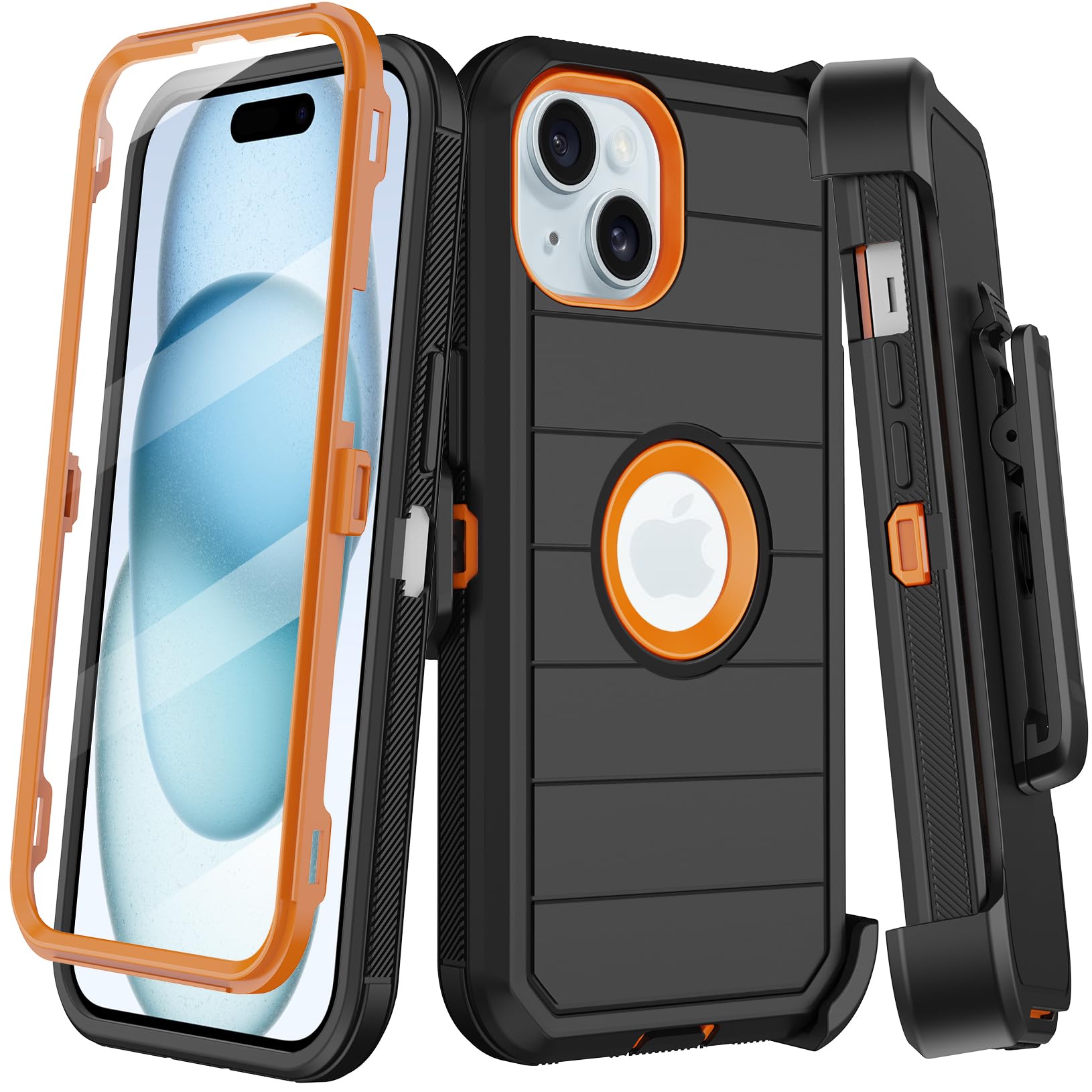 KECAI Heavy Duty Case with Belt Clip Holster for iPhone 15