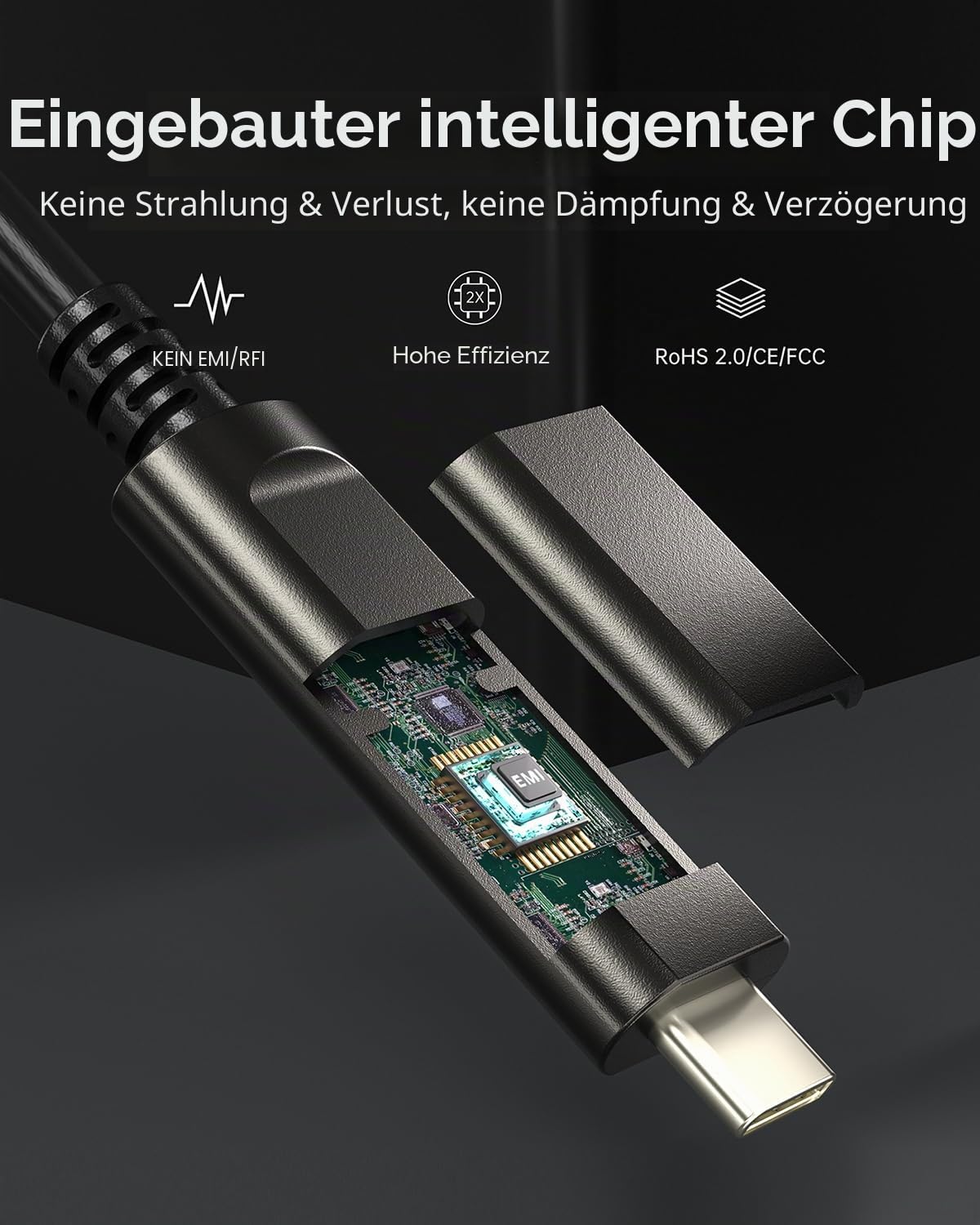 Glasfaser USB A auf USB C Kabel 20M, USB 3.2 10Gbps Datenübertragung über große Entfernungen USB C Verlängerungskabel für VR, Kamera, Mini-PC, Laptop, Webcam, Drucker und Mehr