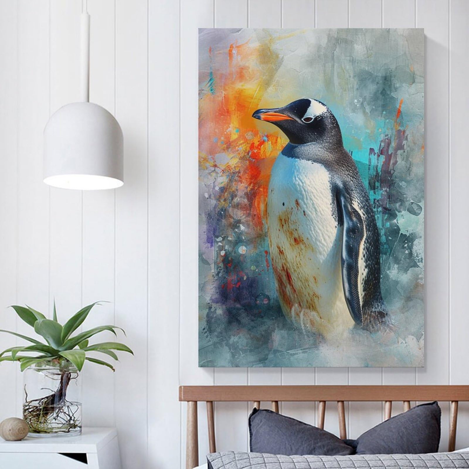Amazon.co.jp: 絵画 かわいいペンギンの水彩画インテリア 絵画 