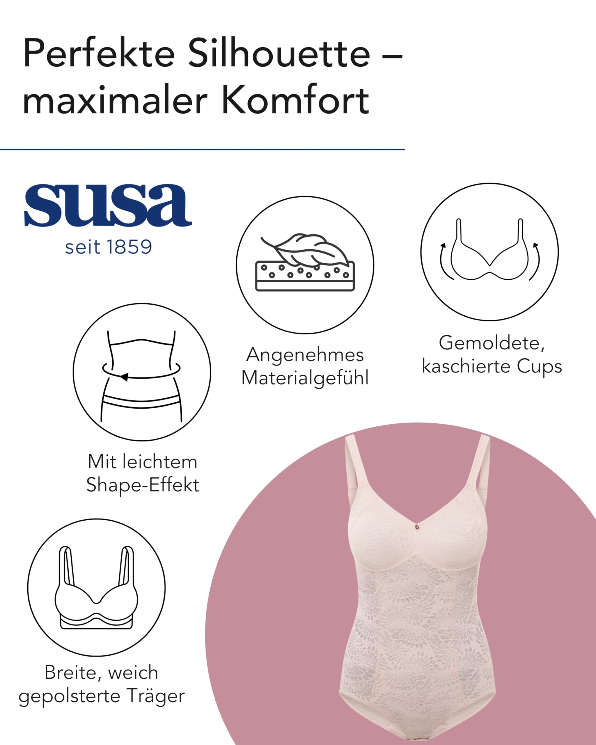 Susa Damen Body ohne Bügel I Sevilla 6598 I Größen B-G
