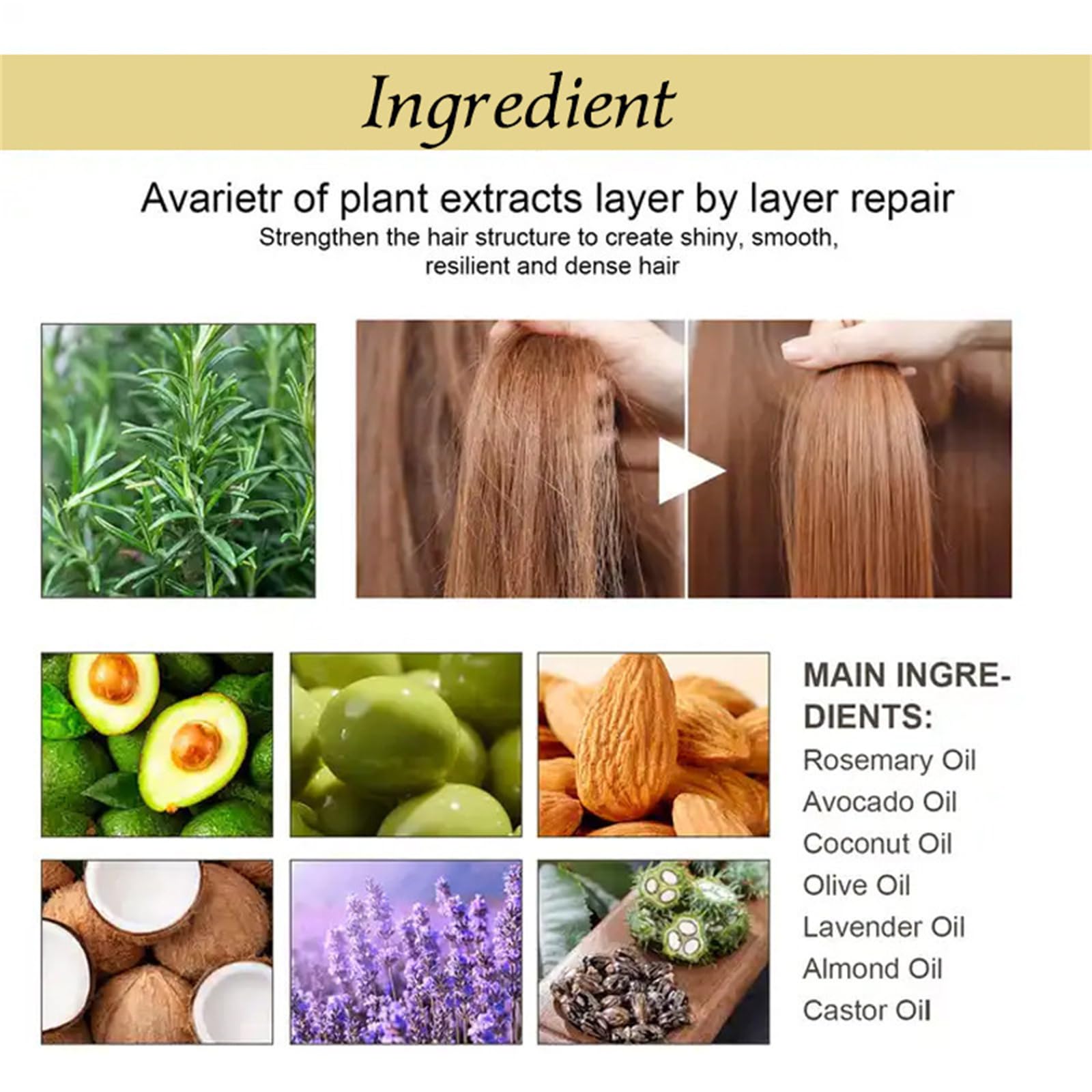 Teluni Carvenchy Haaröl Haarwachstum Öl mit Rosmarinöl für Haare Natürliche Haarkur Öl mit Argan Rizinus Mandelöl für trockene und geschädigte Haare