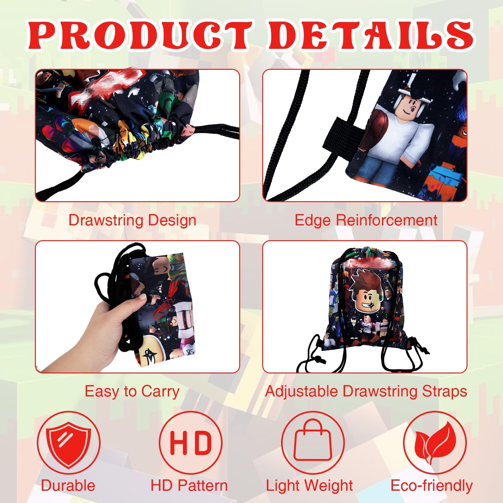 Gamer Drawstring Bags, Swimming Bags for Kids, Waterproof Gym Bag for Kids Adults Teenagers School Sports Travel — view 4