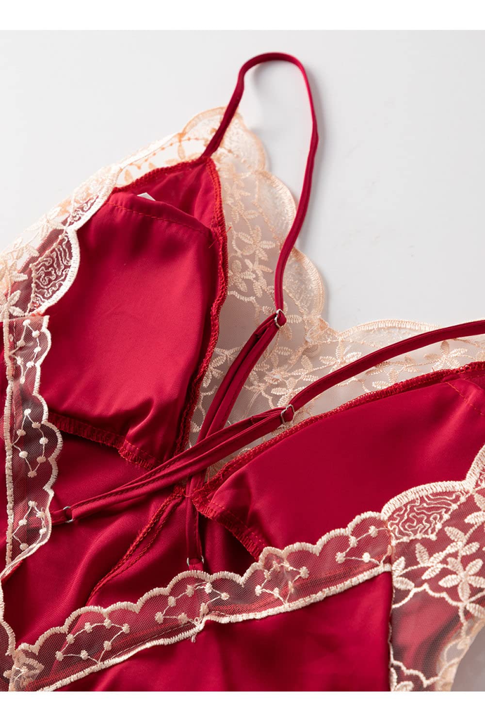 Accappatoio Donna,4 Pezzi Set Accappatoio Kimono In Raso Sexy Maglia In Pizzo Con Scollo A V Camicia Da Notte Senza Schienale Vestaglia Canotta Pantaloncini Set Elegante Abito Retrò Vestaglia Sposa