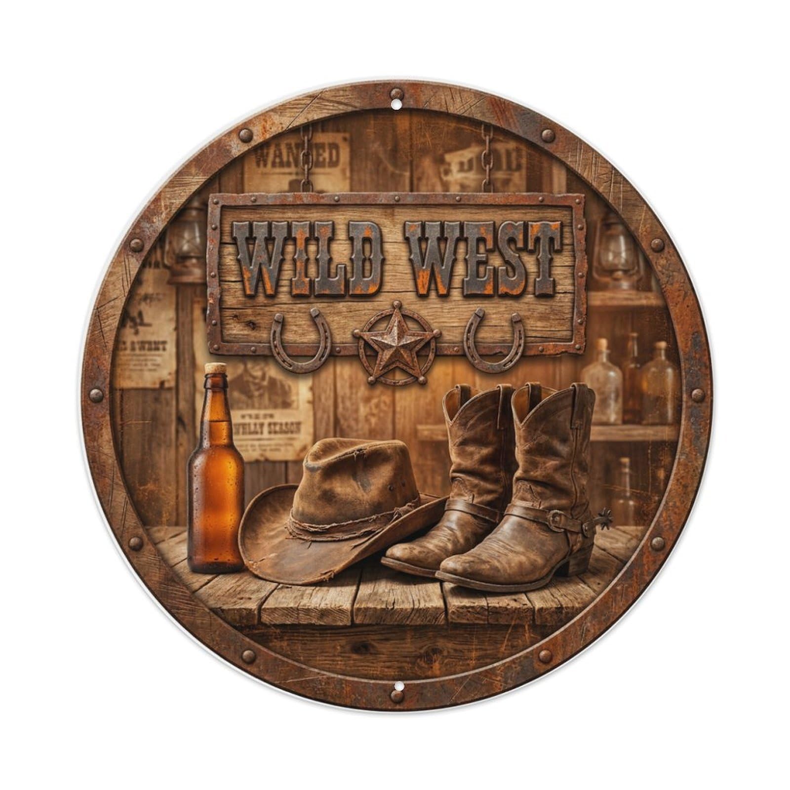 Vintage Beer Saloon Wild West Retro Bar for Pub Metal Tin Sign