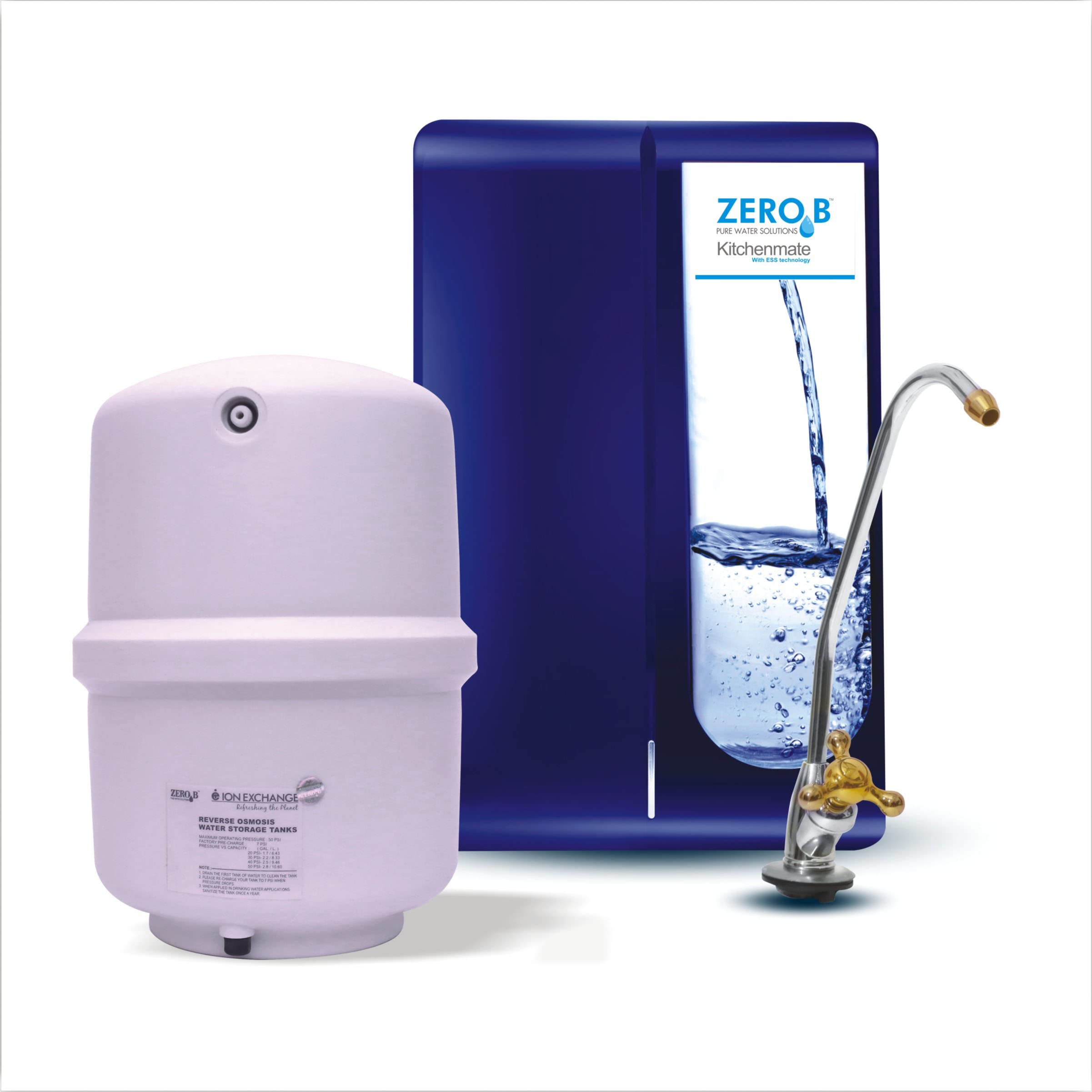 Zero B Kitchenmate RO Under the Sink Water Purifier | Active Silver Technology | Under Counter | 7 Stage Purification | 8L Storage Capacity | Ideal for Modular Kitchens & Offices