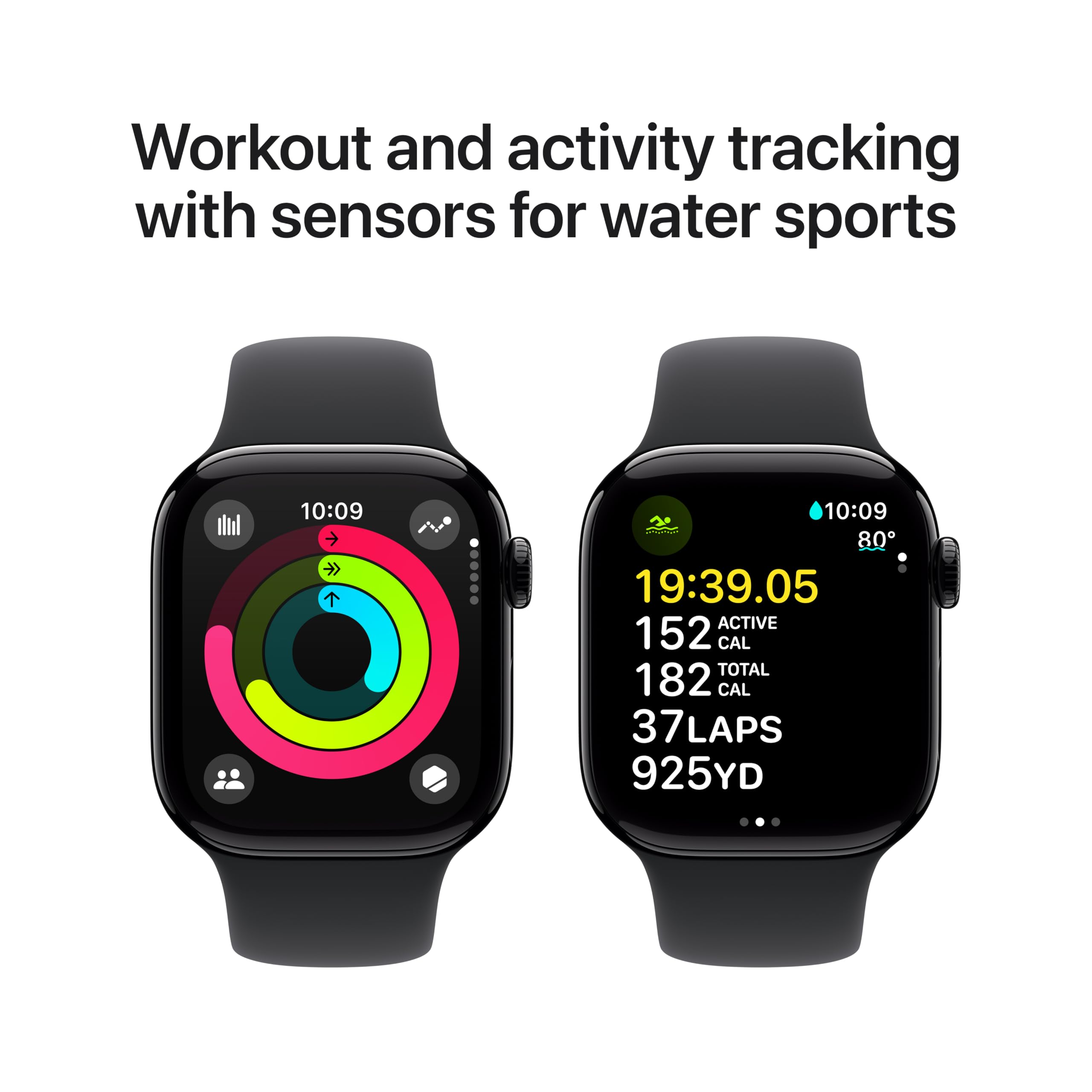 Apple Watch Series 10 [GPS 42mm case] Smartwatch with Jet Black Aluminium Case with Black Sport Band - S/M. Fitness Tracker, ECG App, Always-On Retina Display, Water Resistant - Image 5