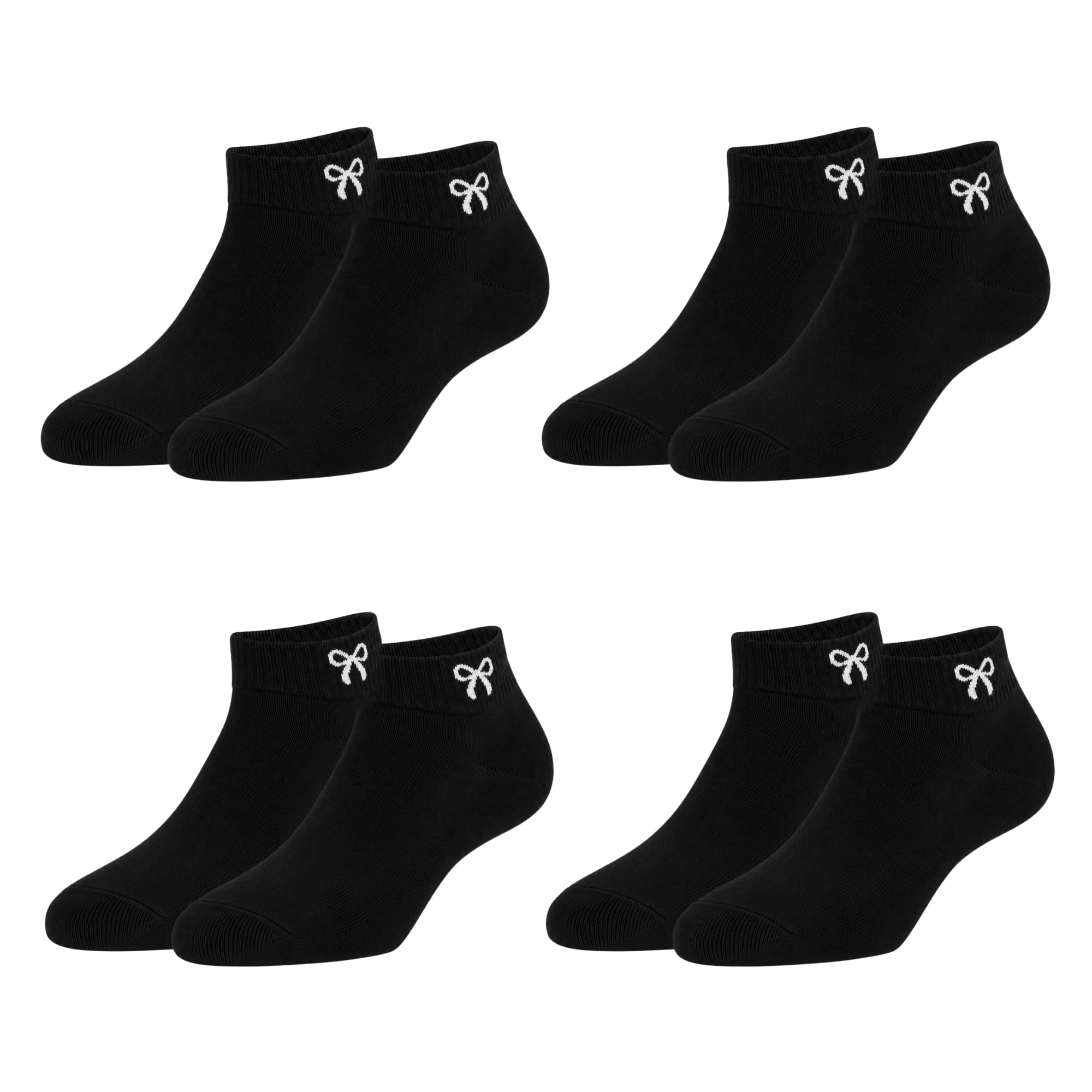 Socks For Woman Ankle Length Summer Socks, Black & White colour, Free Size, cotton socks for Girls with cute bow embroidery | Lightweight Anti-Odor Daily Wear Gym Sports Athletic Socks-image-15