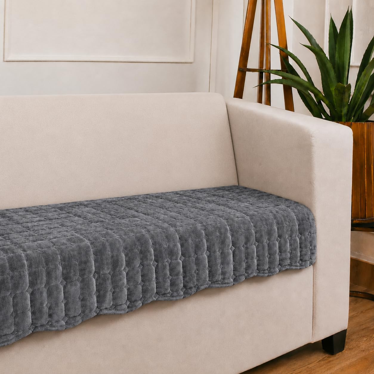 STITCHNEST 'Haven Soft Series' 2 Seater Sofa Cover |Premium Velvet Fabric, Washable & Durable Furniture Cover for Modern Living Rooms