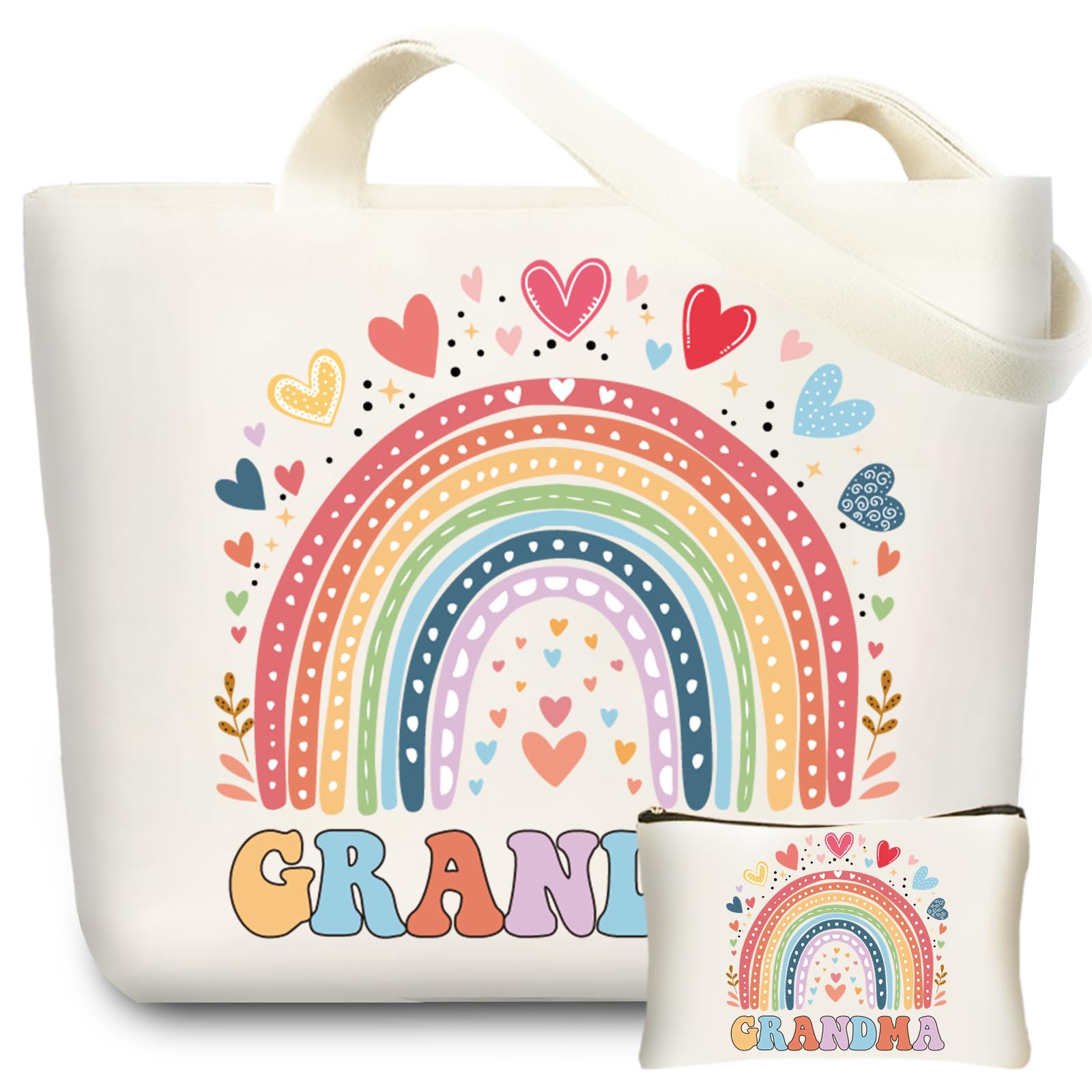 fcaylo Grandma Gifts Tote Bag Birthday Mothers Day Valentines Day Gifts for Women Nana Gigi New Grandma Shoulder Bag Reusable Grocery Bags (Rainbow)