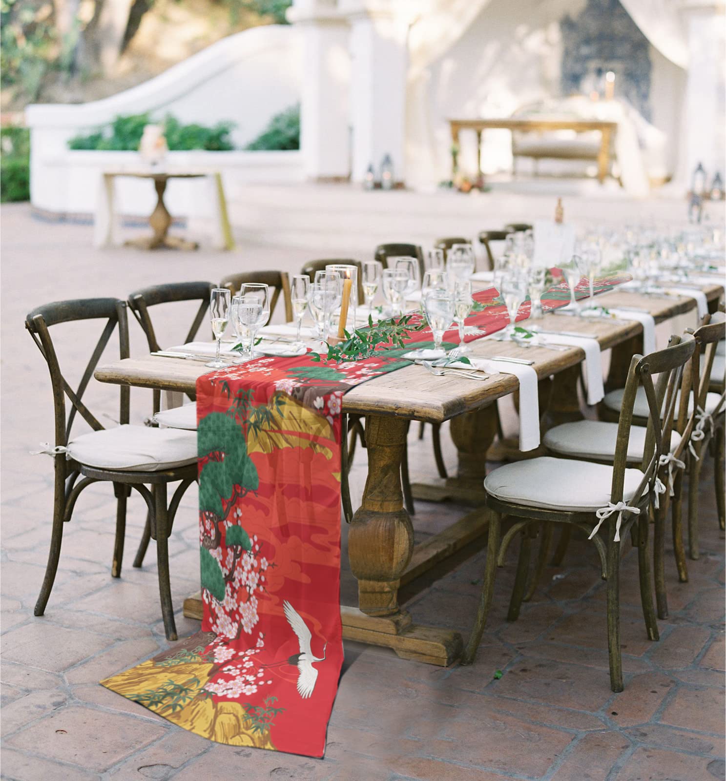 Amazon.com: Gehucoxee Japanese-Style Chiffon Table Runner 10Ft  