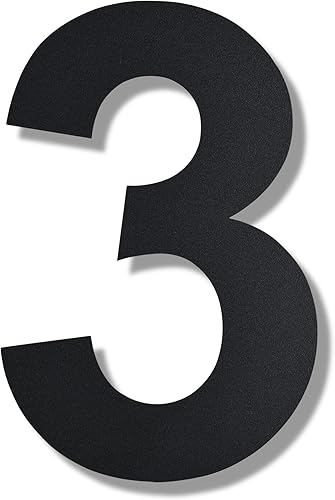 BetLight Números de casa modernos, número de dirección flotante de acero inoxidable de 10 pulgadas de alto para exteriornegronúmero 3