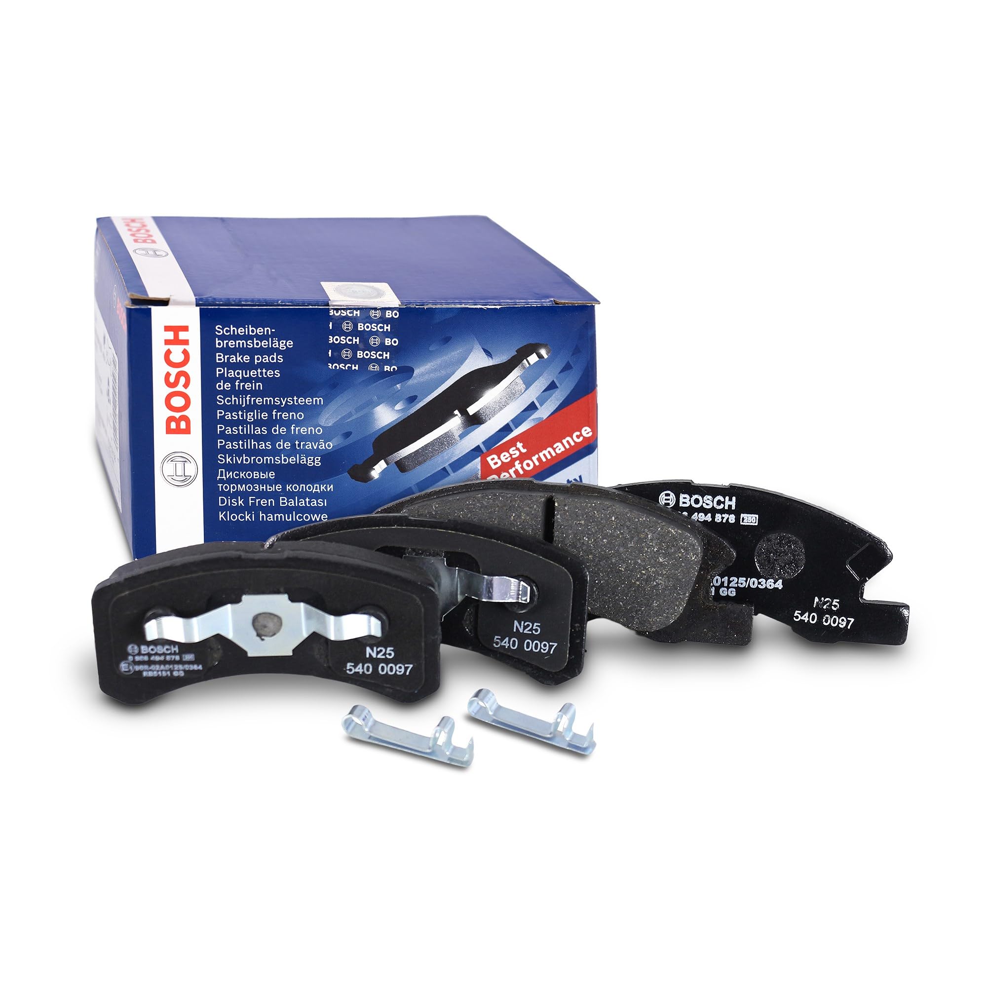 Bosch BP2052 - Brake Pads Car Front Axle - Bosch Quality - Reduced Noise and Dust - ECE-R90 Certified - Copper-Free - 1 Set of 4 Pads