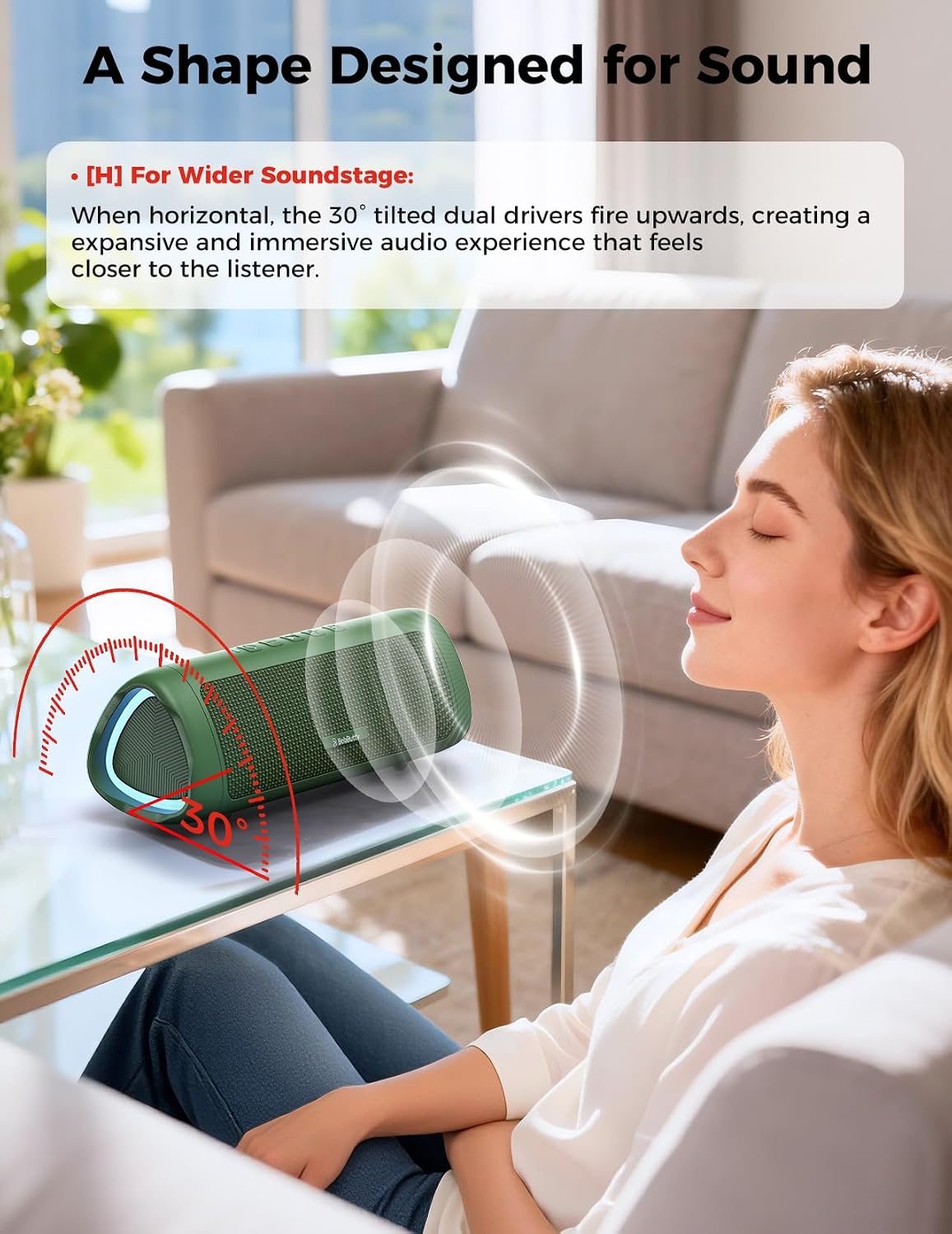 Bluetooth Speaker with HD Sound, Portable Wireless, IPX5 Waterproof, Up to 20H Playtime, TWS Pairing, BT5.3, for Home/Party/Outdoor/Beach, Electronic Gadgets, Birthday Gift (Green) - 8