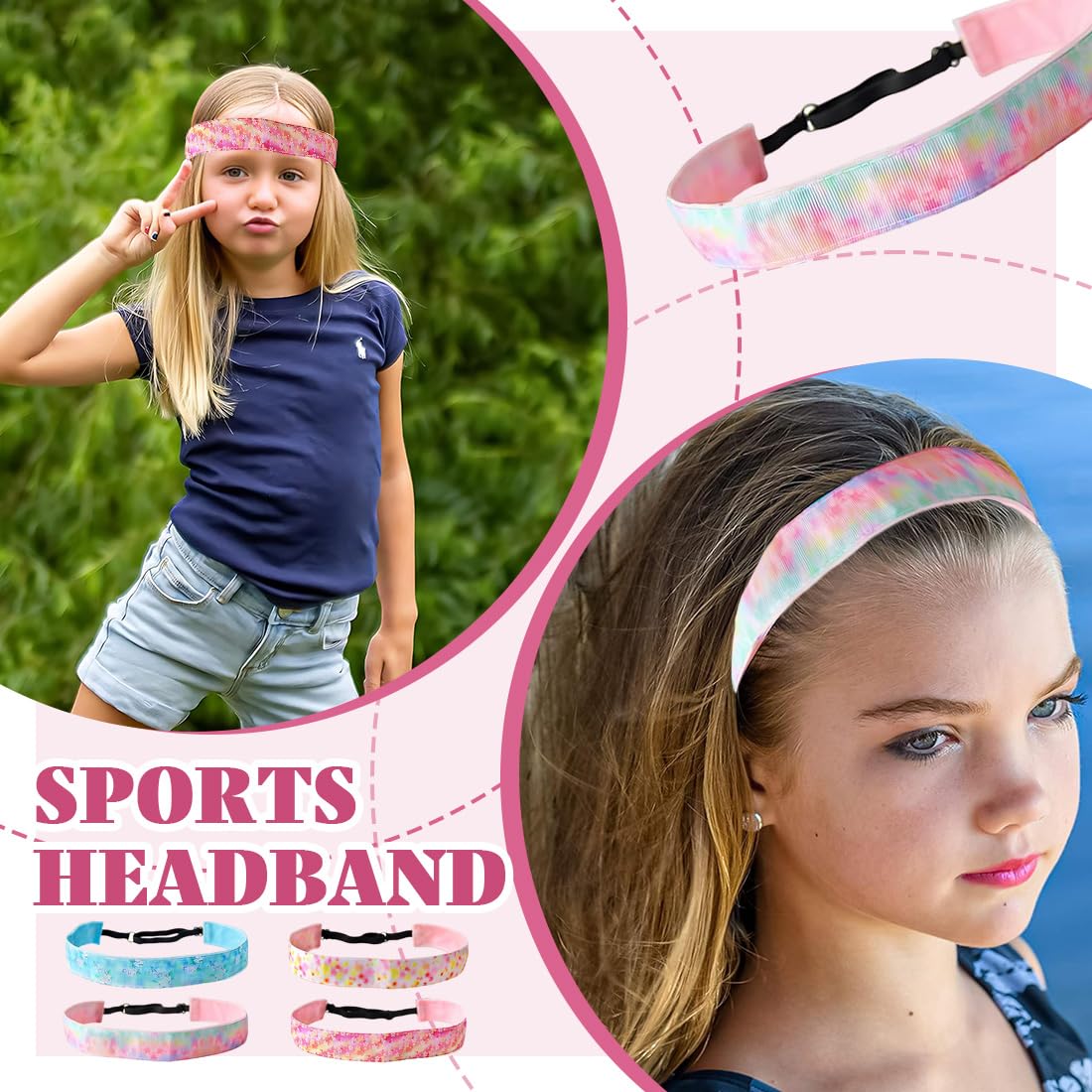 4 Pezzi Fasce per Capelli Bambina Bambini Fascia Fasce Elastiche per Decorazione Capelli Bambina Bimba,Fascia per Capelli per Ragazza, Elastiche Tie Dye Fasce Capelli,Accessori per Capelli