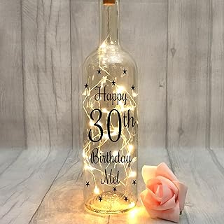 30th Light Up Stars Wine Bottle, 30th Birthday Gifts For Women, Sister, Daughter, Best Friend 30th Birthday Present, 30th Gifts For Her, Personalised 30th Light Up Bottle