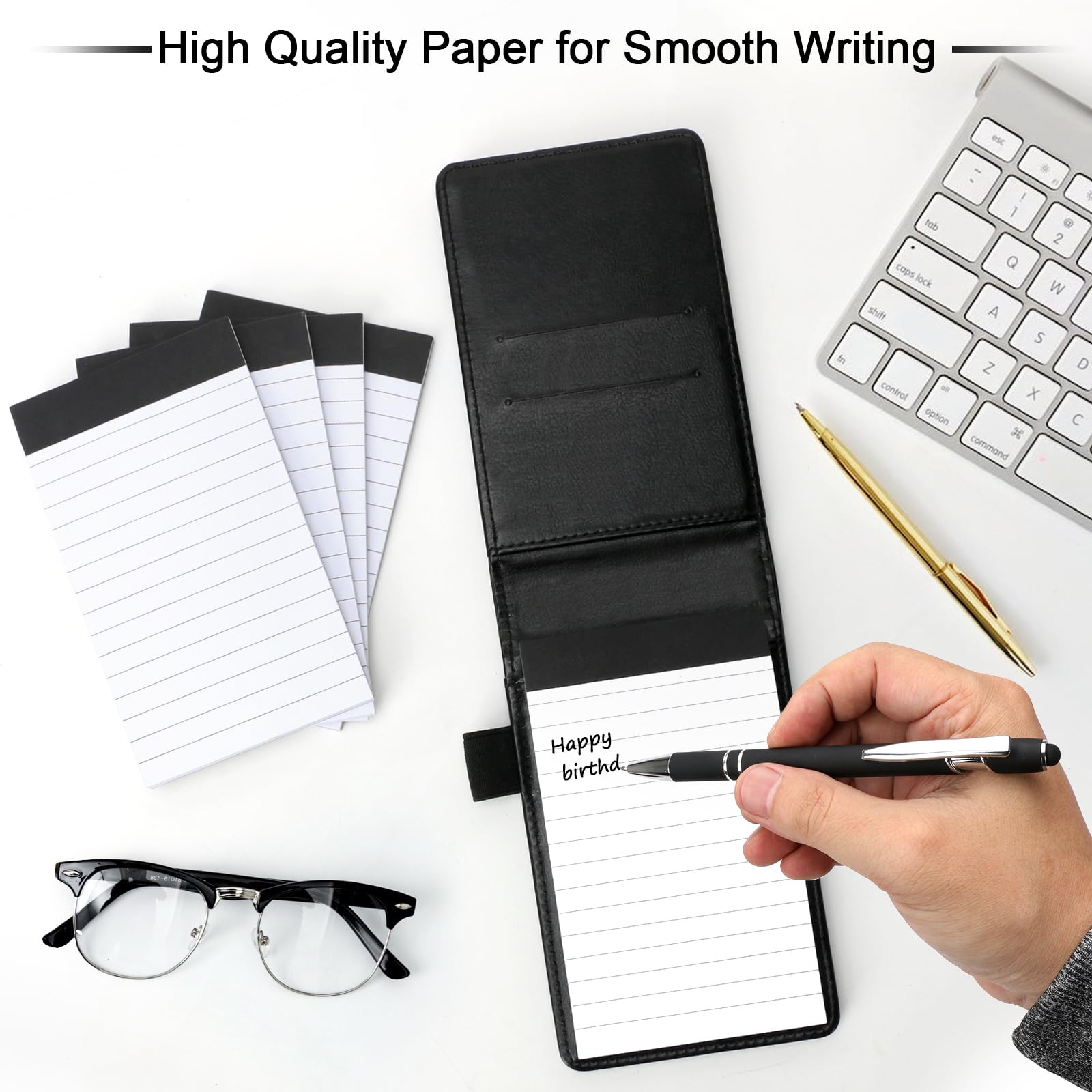ZWQLZG Pocket Notebook A7, Mini Notepad Set, Included A7 Pu Leather Notebook 1 Metal Pen and 30 Lined Paper - Image 4