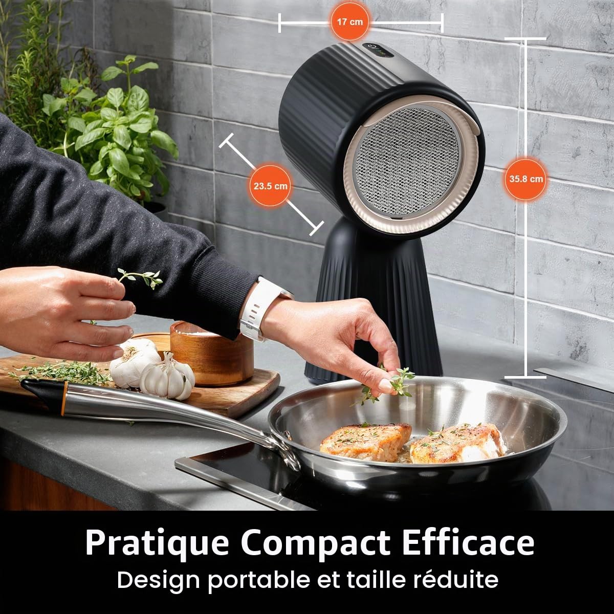 SNDOAS Hotte Aspirante Portable, Mini Hotte Aspirante 180 m³/h Puissance d'aspiration élevée, 3 Vitesses, Mode Recyclage avec Filtre à Charbon, Pour la Cuisine en Plein Air, Les Petites Cuisines