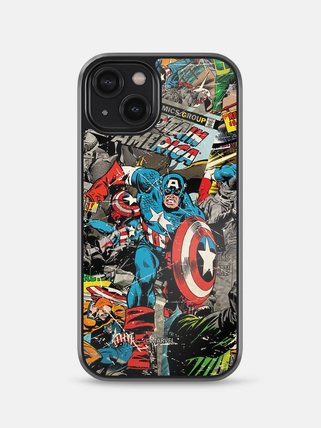 Macmerise Compatible Phone Case | Compatible with iPhone 14 Back Cover Case | Design Comic Captain America | 360 Degree Protection | Protective Mobile Cover | iPhone 14 Phone with Camera Protection